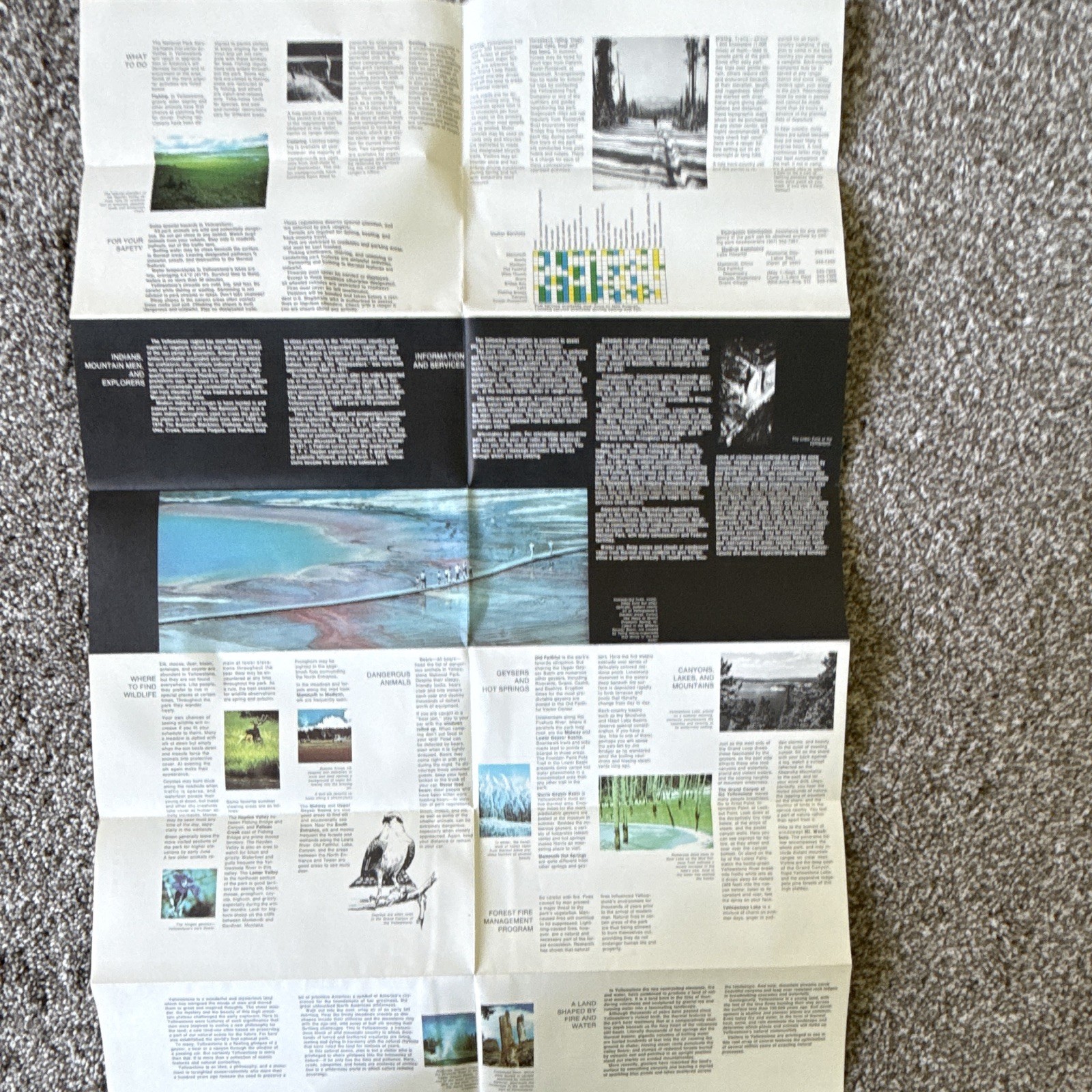 13 Yellowstone & Grand Teton National Park Fold-Out Maps/Brochures 1972-77.