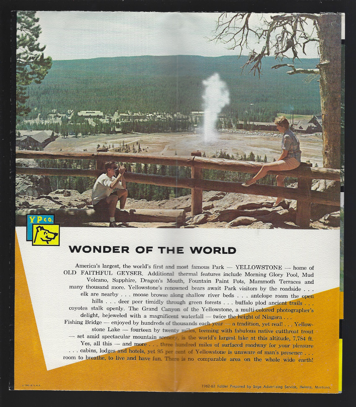 1962 63 Family Vacation In Yellowstone National Park Brochure