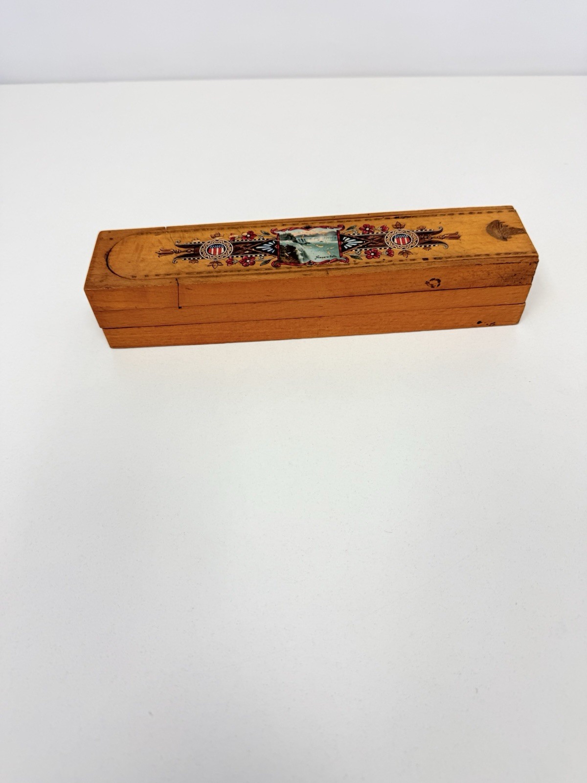 Antique NIAGARA FALLS ARTIST PUZZLE BOX *3 LAYERS* c.1880 Rare