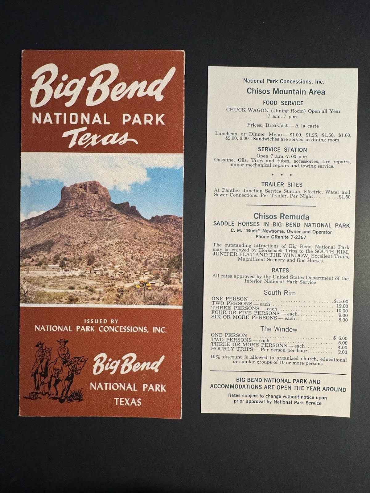 1950s Big Bend National Park Texas Brochure – Guide, Concessions