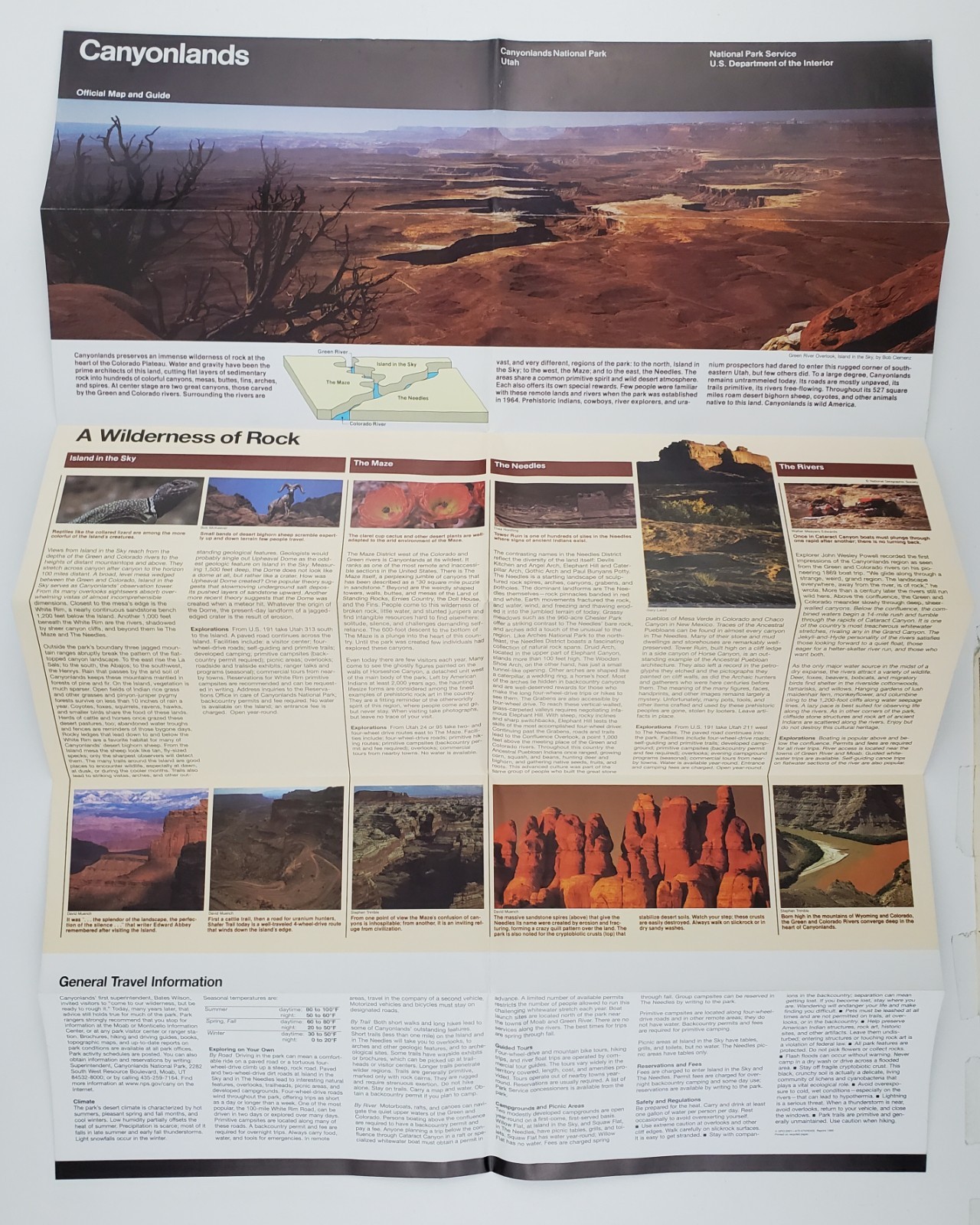 2001 Utah UT Canyonlands National Park Service NPS Vintage Map Guide Brochure