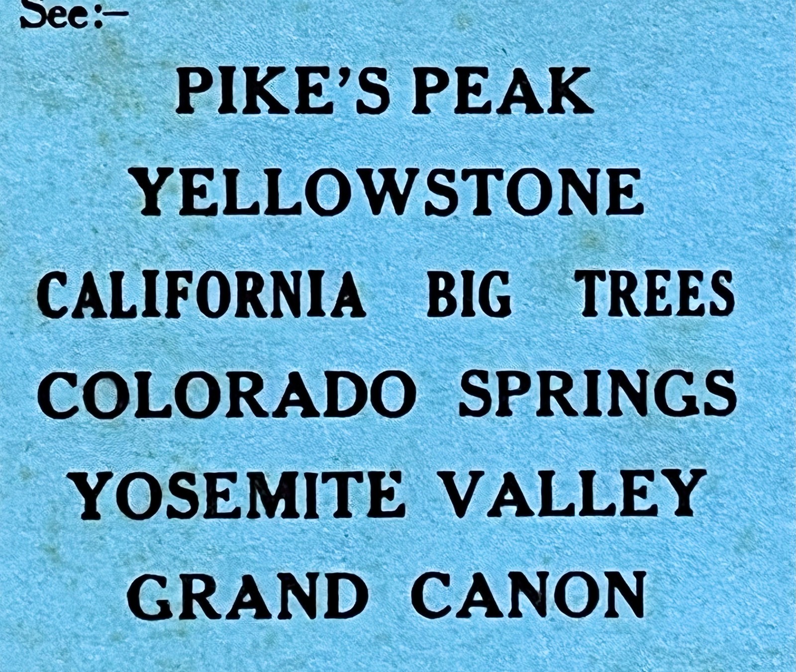 YOSEMITE YELLOWSTONE GRAND CANYON CALIFORNIA BIG TREES 1928 TRAIN TOUR BLOTTER
