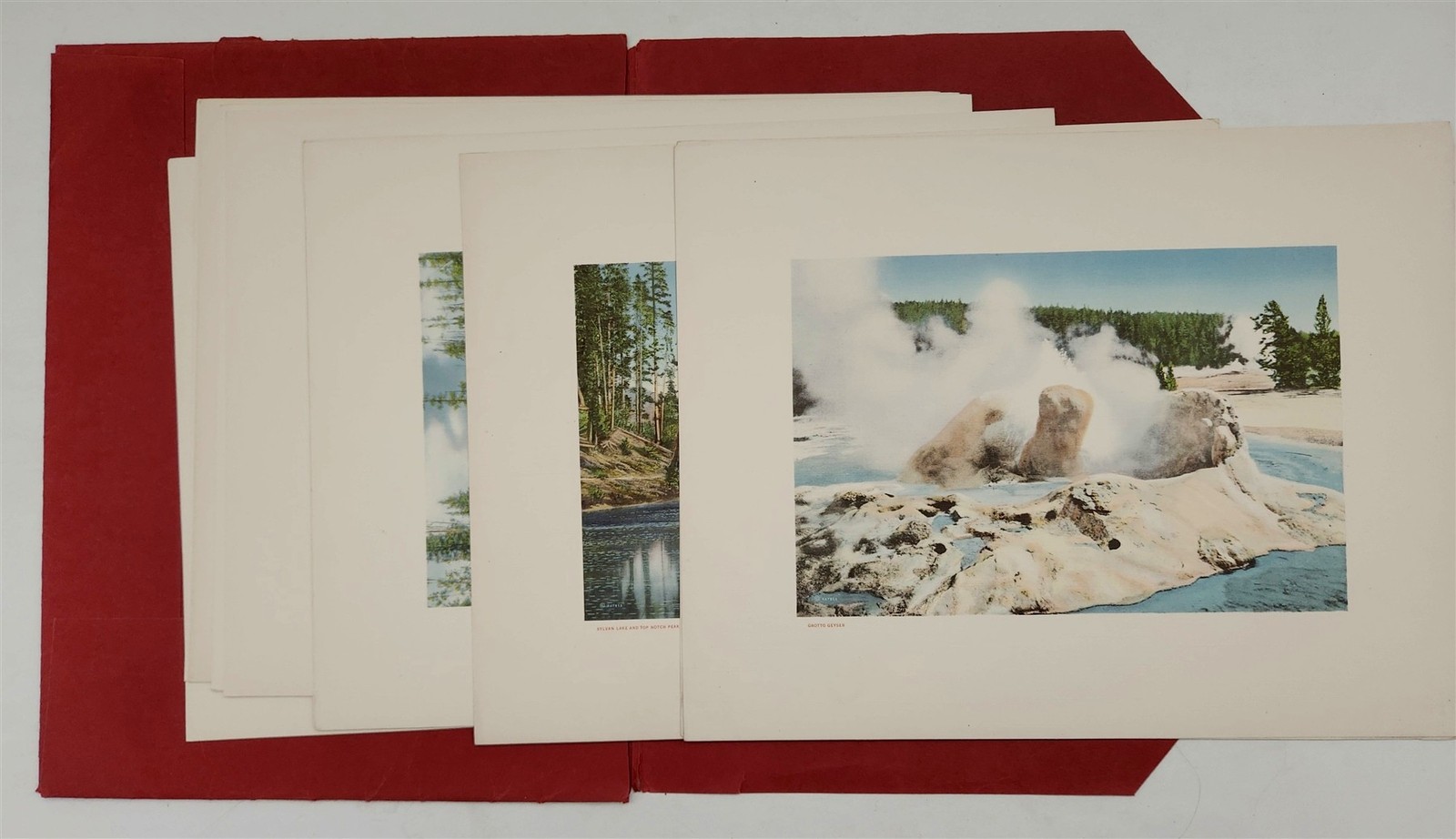 1930s vintage YELLOWSTONE NATIONAL PARK haynes 12 PRINTS red portfolio set NICE