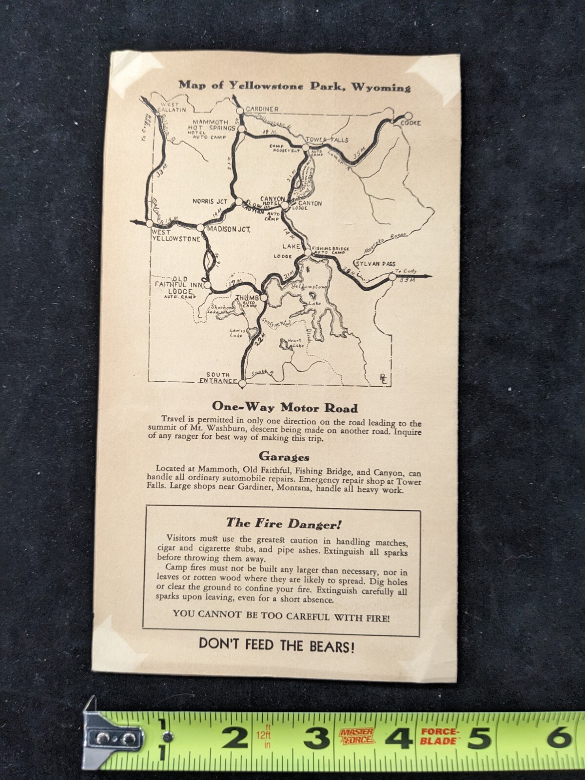 1940 Yellowstone National Park Hotel & Visitor Brochure DO NOT FEED BEARS