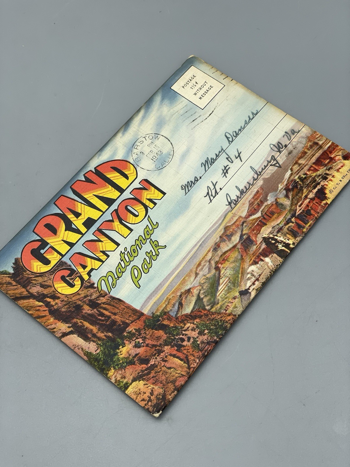 Grand Canyon National Park C. T. Colortone Linen Postcard Booklet, Circa 1939