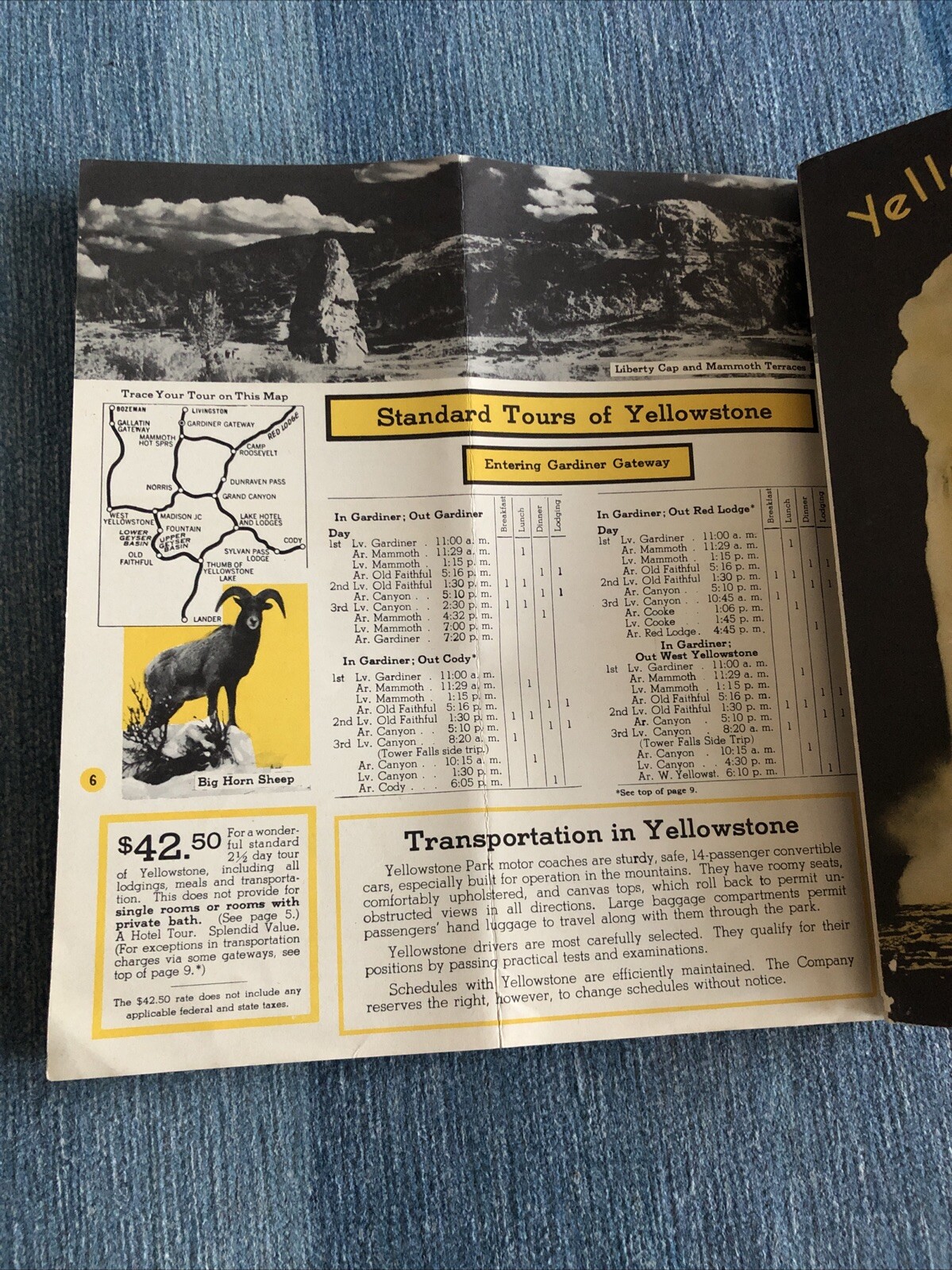 1946 Yellowstone National Park Travel Brochure Wyoming Hotels Old Faithful WY