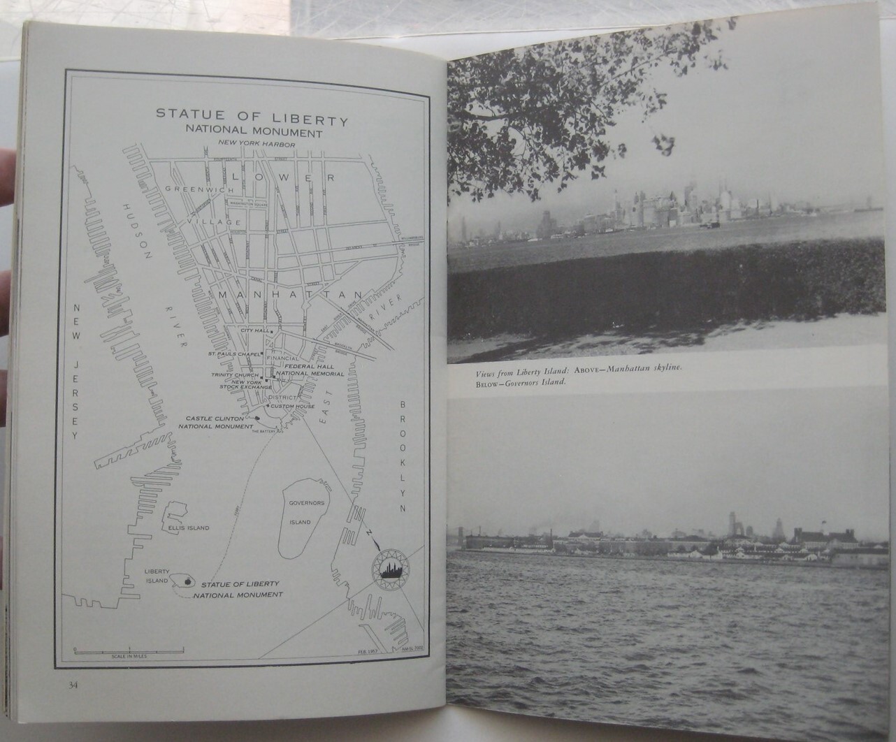 Official 1957 STATUE OF LIBERTY NATIONAL MONUMENT Map Booklet New York Harbor