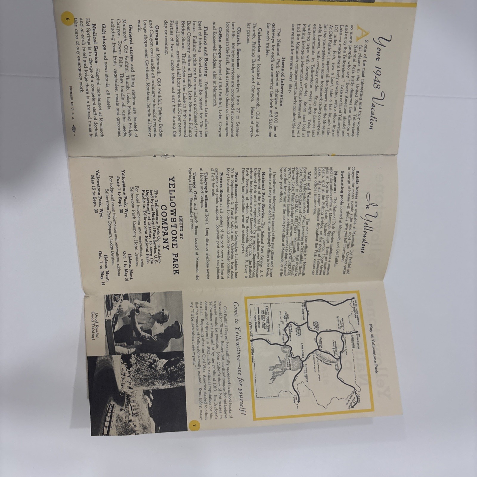 VINTAGE 1948 BROCHURE YELLOWSTONE NATIONAL PARK HOTELS LODGES CABINS RATES