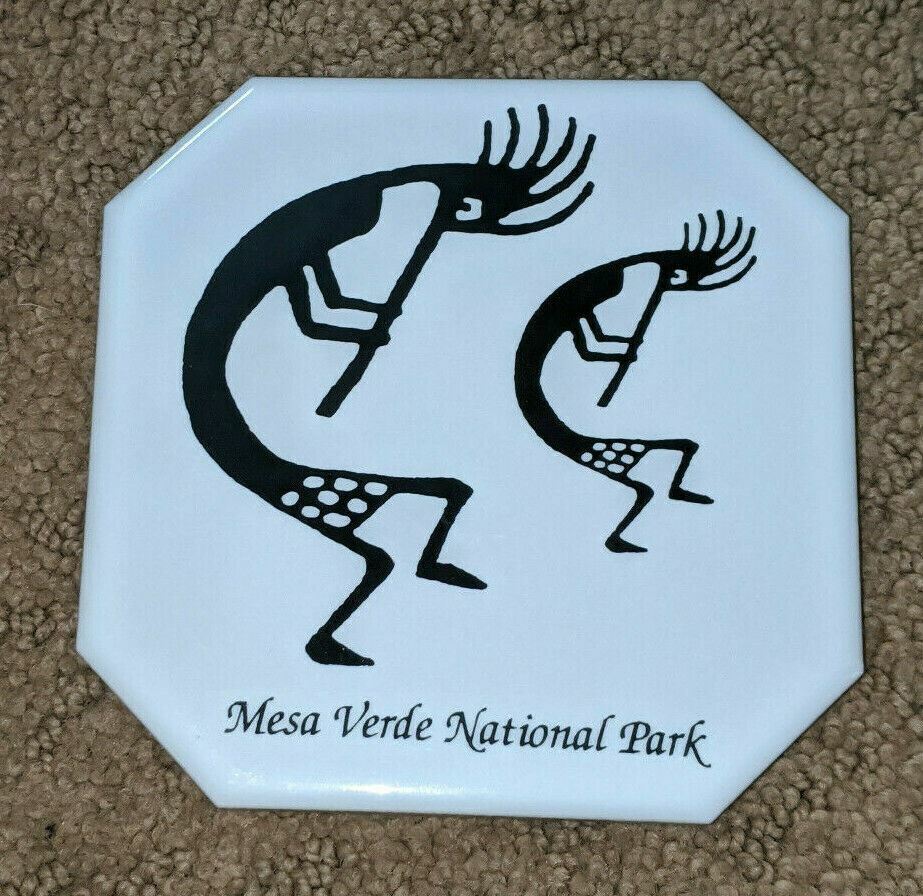 Mesa Verde National Park Set Of 4 Ceramic Coasters White & Black Souvenir RARE