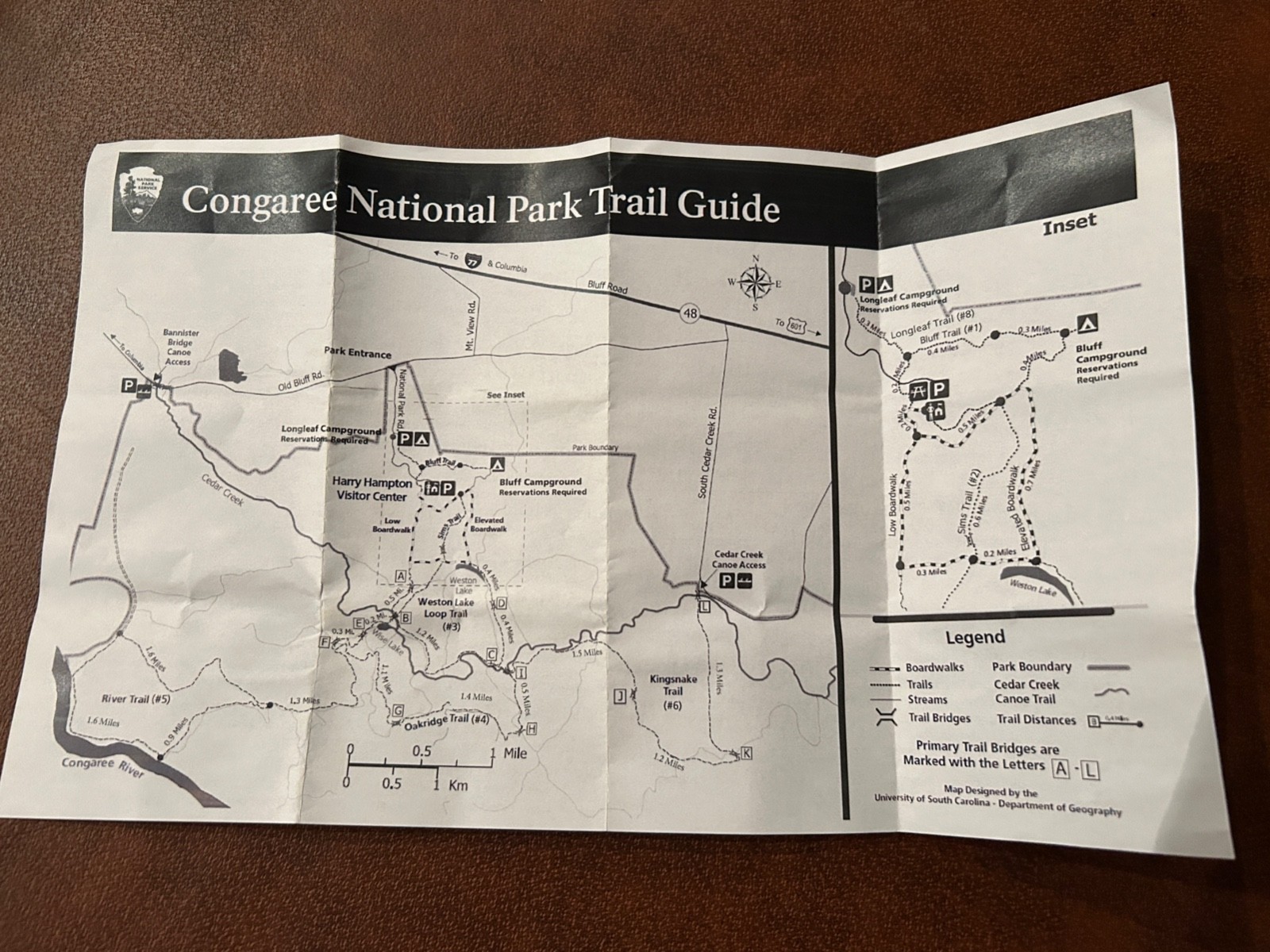 Vintage Congaree National Park Trail Guide South Carolina Hiking Information