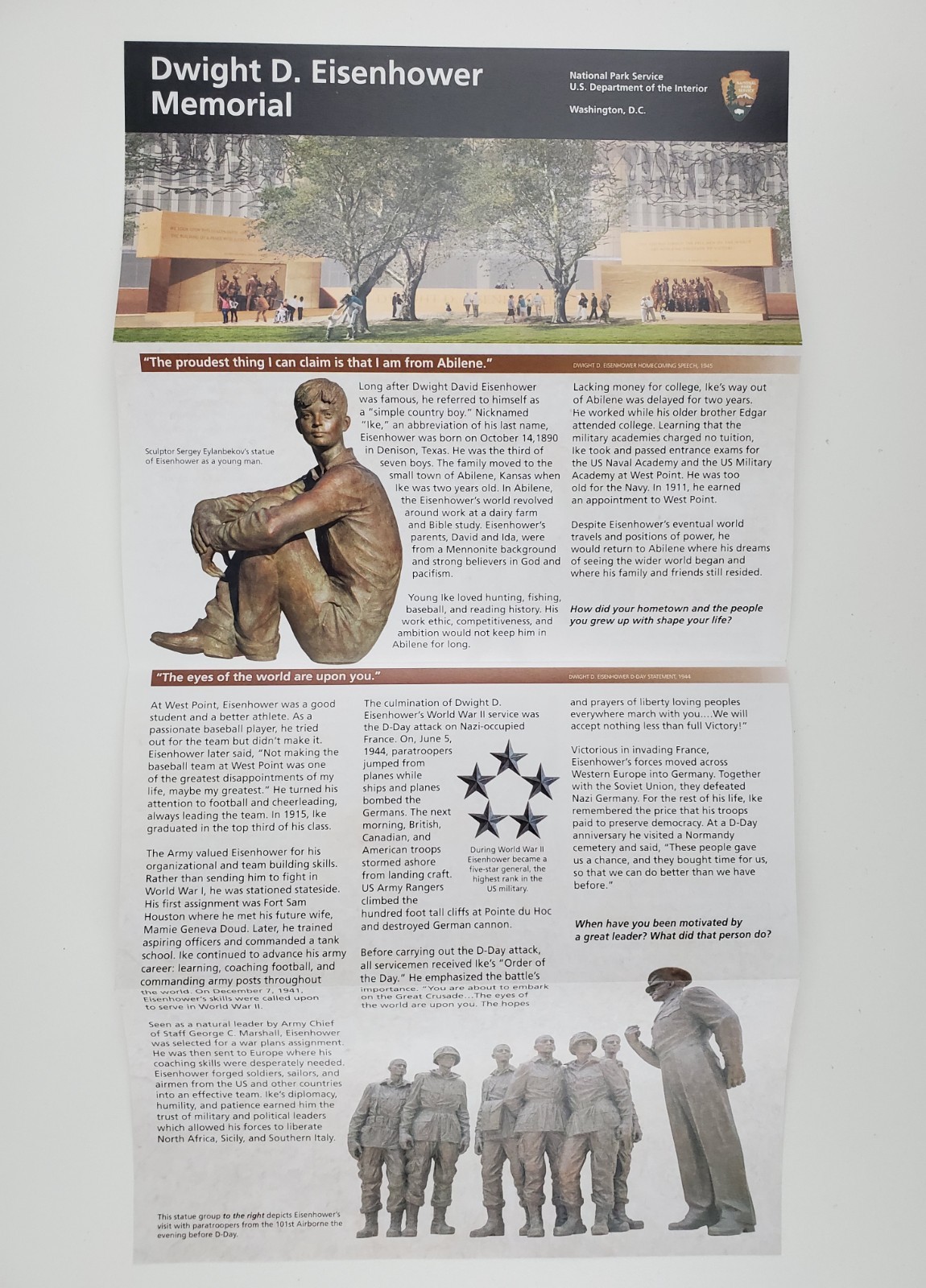 2000s Washington DC Dwight Eisenhower Memorial National Park NPS Travel Brochure