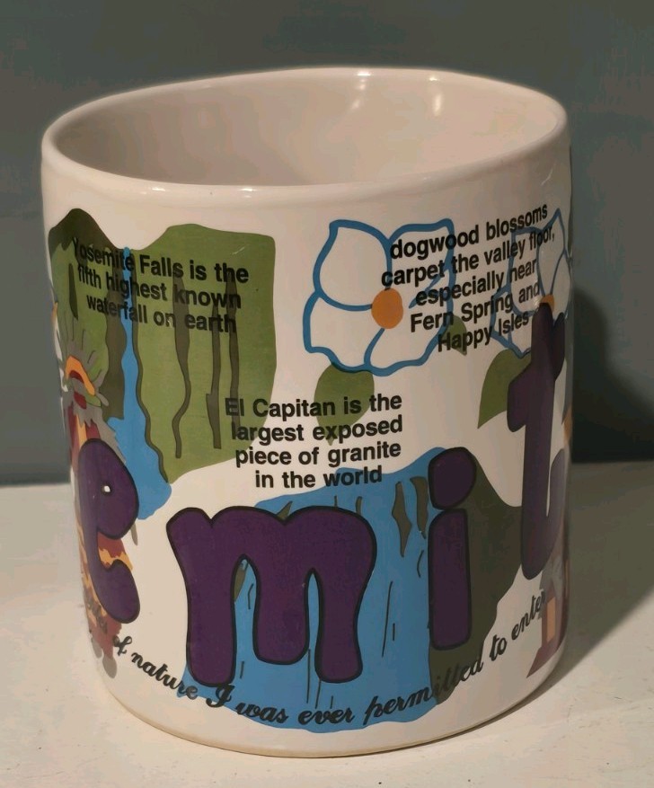 Vintage Yosemite National Park Historical Facts John Muir XL Coffee Tea mug cup