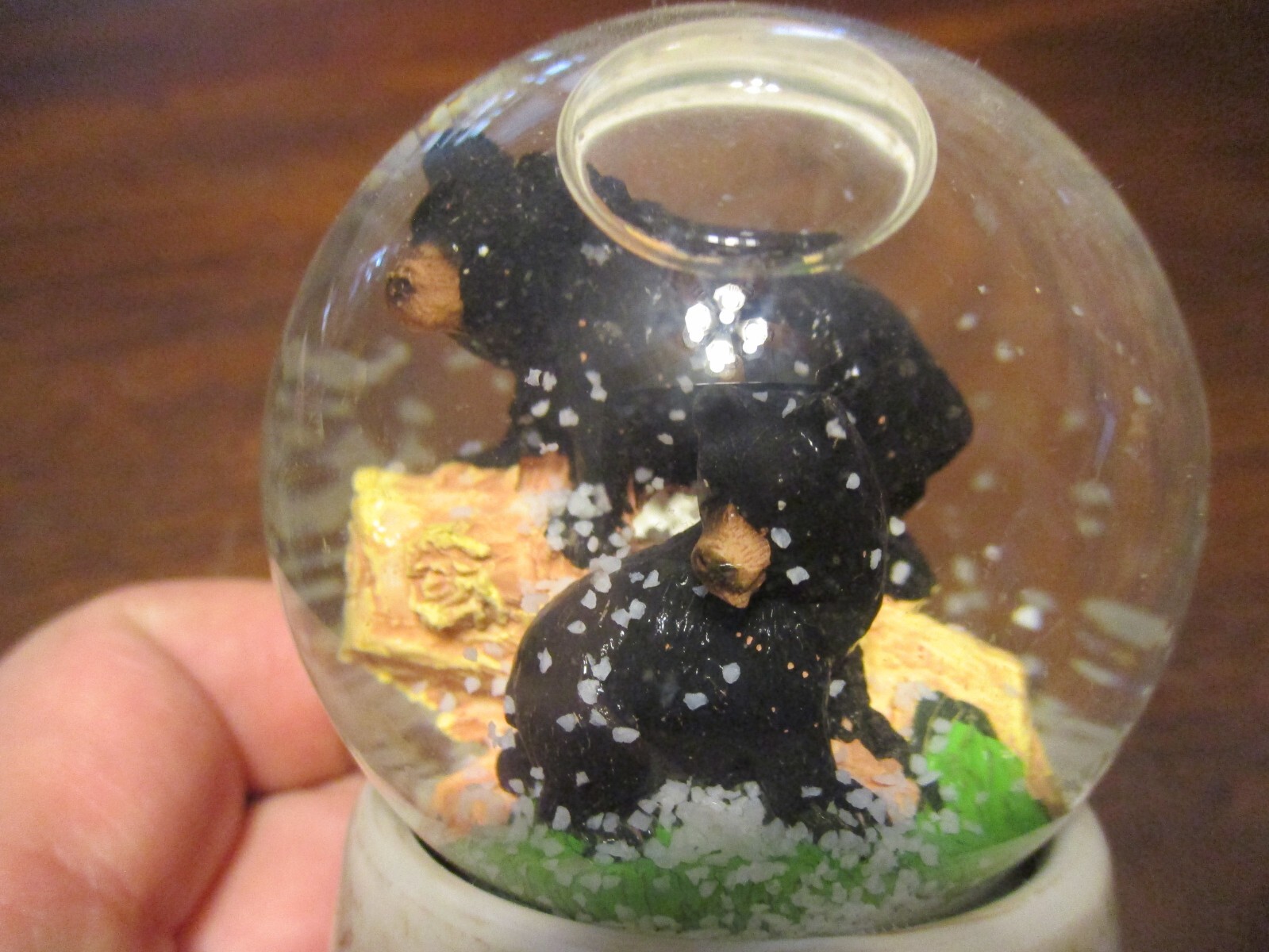 GREAT SMOKY MOUNTAINS BLACK BEAR SNOW DESK GLASS TOP PAPERWEIGHT