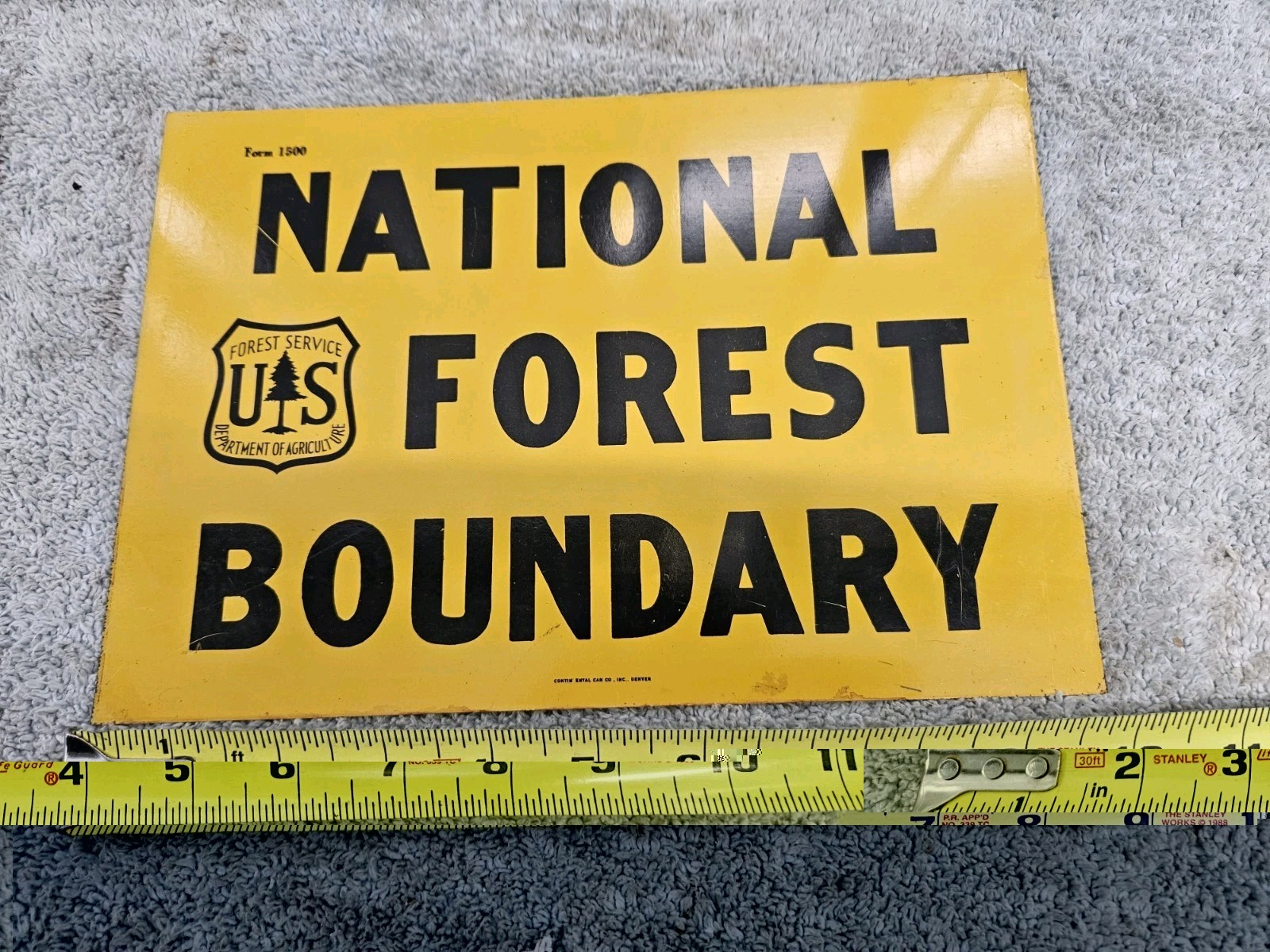 Vintage Original US Forest Service NATIONAL FOREST BOUNDARY Metal Sign 10×7″