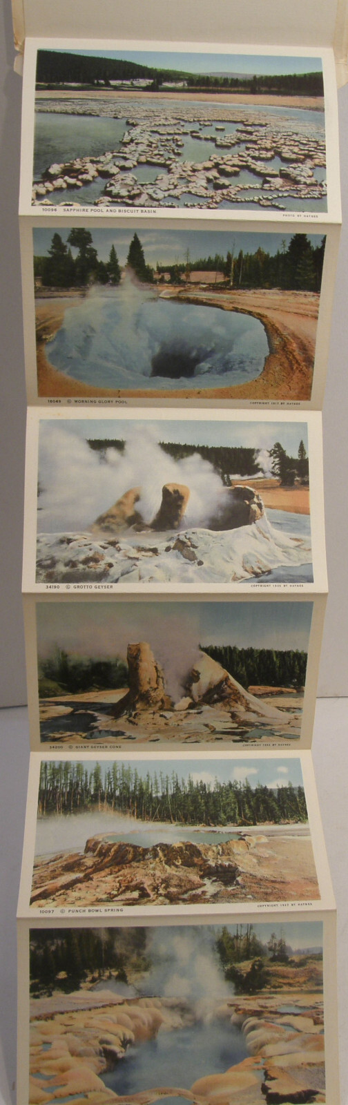 VINTAGE c1937 HAYNES SOUVENIR FOLDER POSTCARD YELLOWSTONE PARK SERIES A B C D