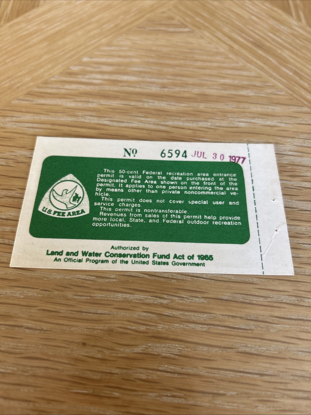 Vintage Entrance Permit Sagamore Hill Federal Recreation Area 1977