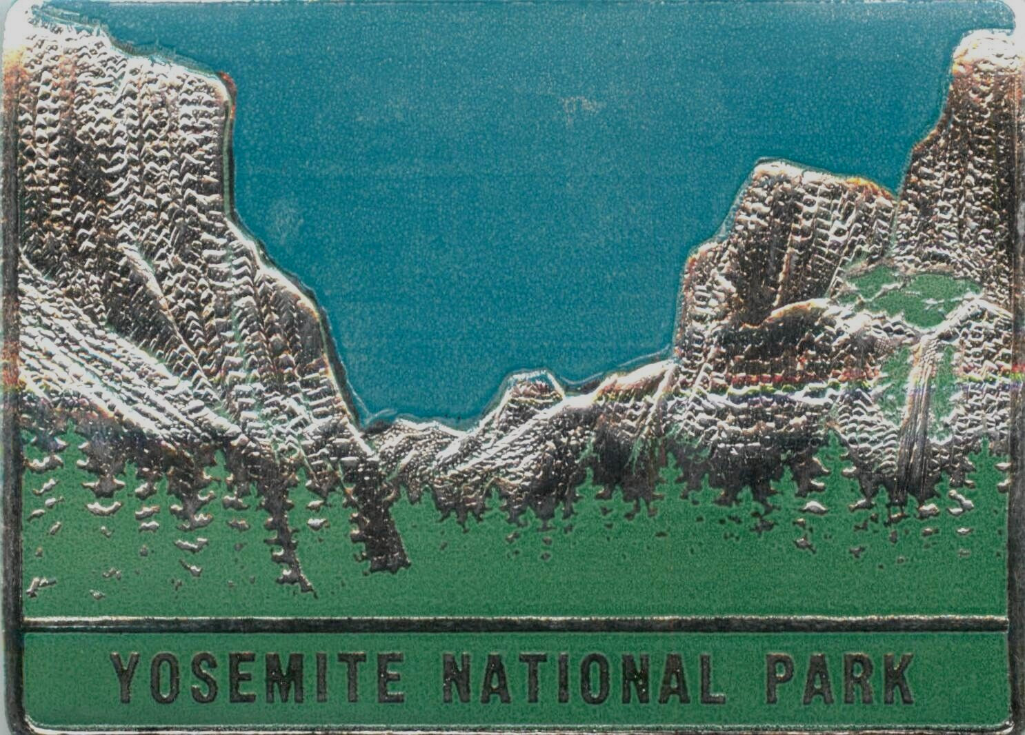 YOSEMITE NATIONAL PARK – Great Metallic Luggage Label / Poster Stamp, c. 1950