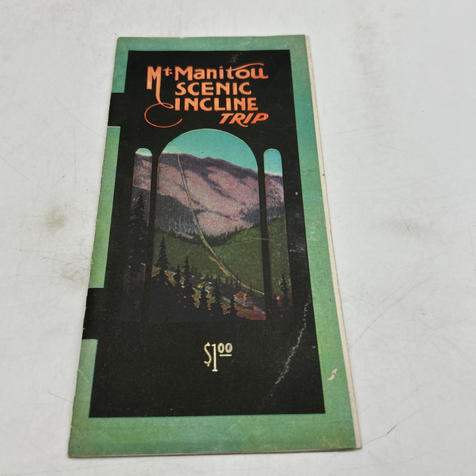 Original 1923 MT. MANITOU SCENIC INCLINE TRIP Cable Railway Photo Brochure Map