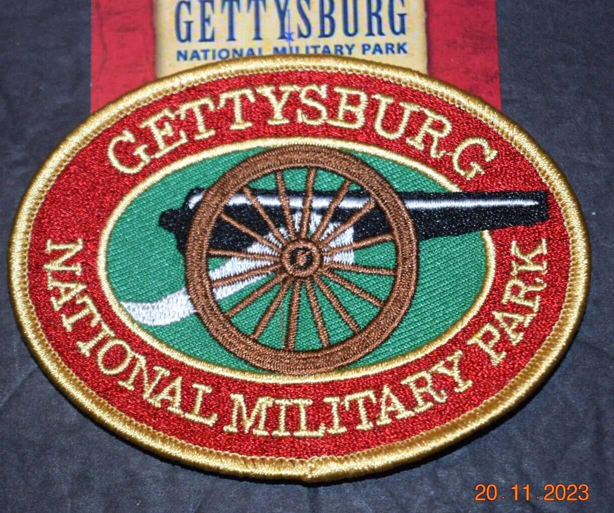 GETTYSBURG NTL MILITARY PARK, “Cannon” SOVPatch (2.75″ x 3.50″ Oval) New on Card