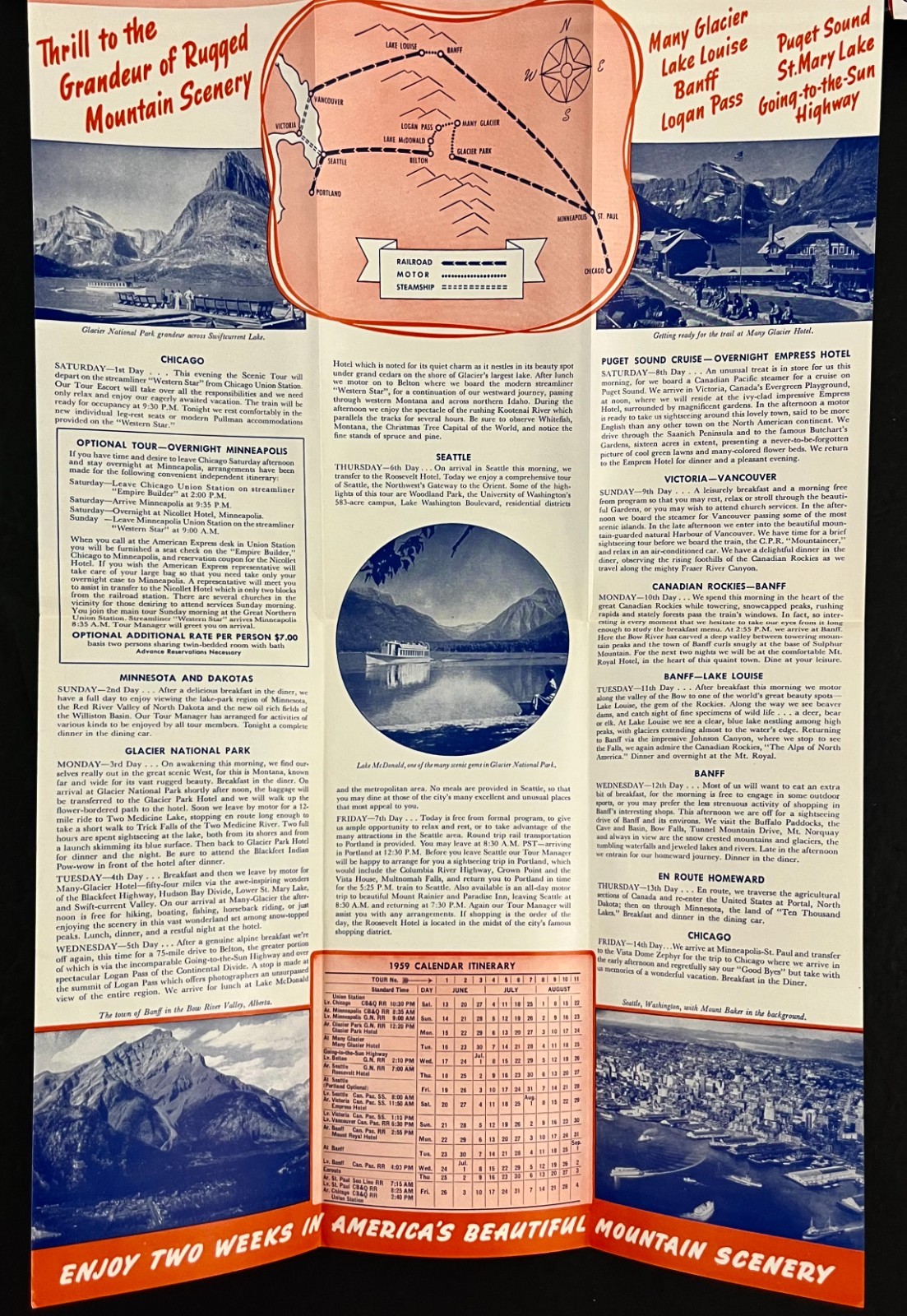 1959 American Express Scenic Tours Glacier Park Canadian Rockies Travel Brochure