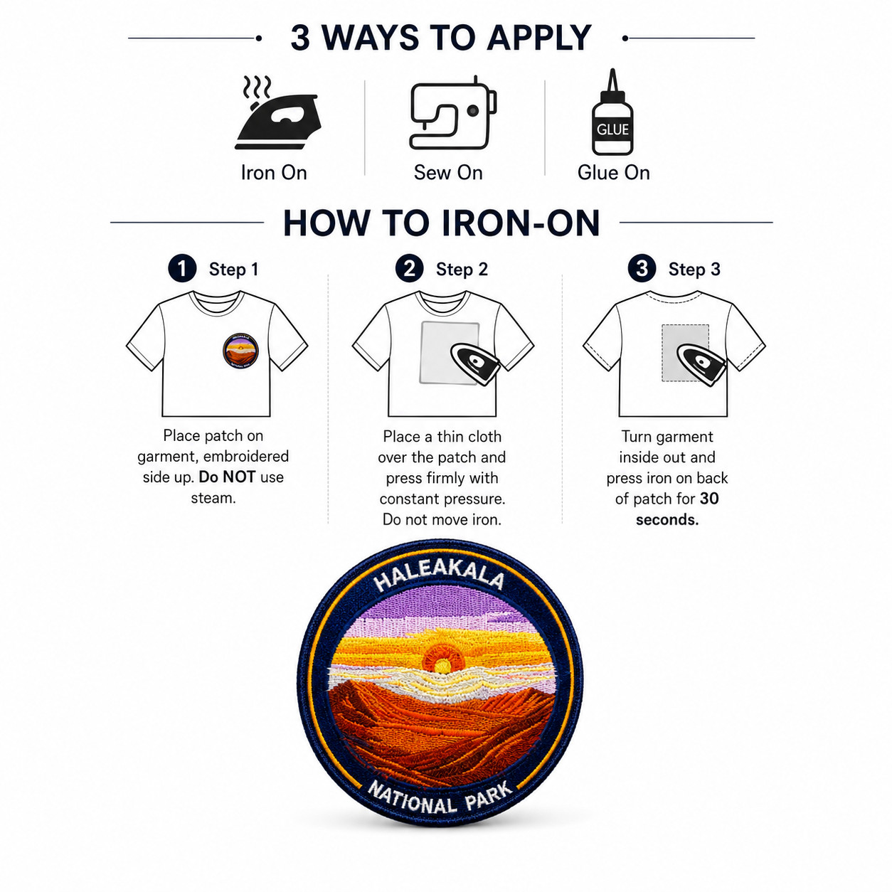 Haleakala Hawaii Volcanoes National Park Patch 3” Iron On Embroidered