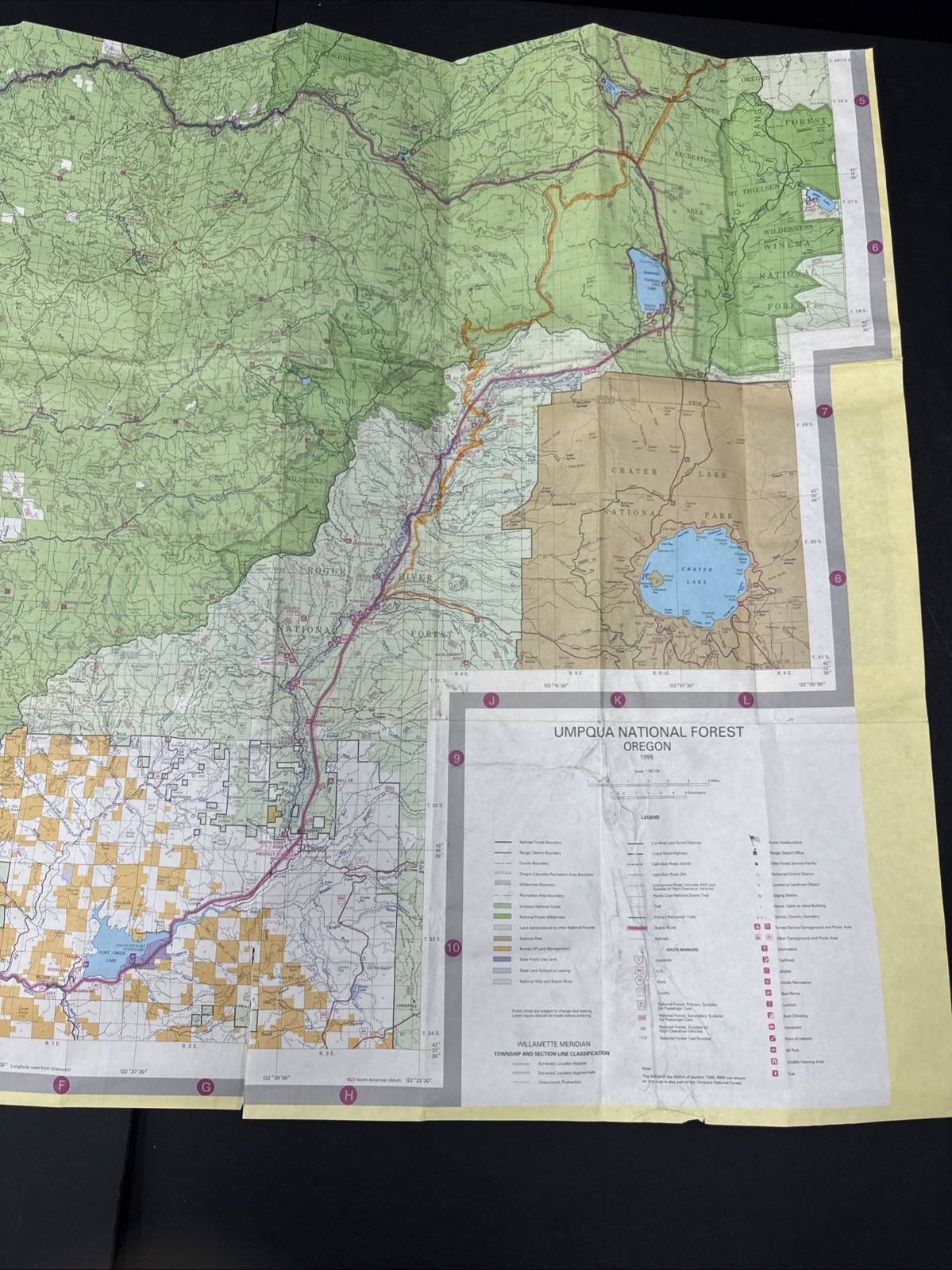 National Forest Map – Umpqua Oregon 1995 Recreation Guide