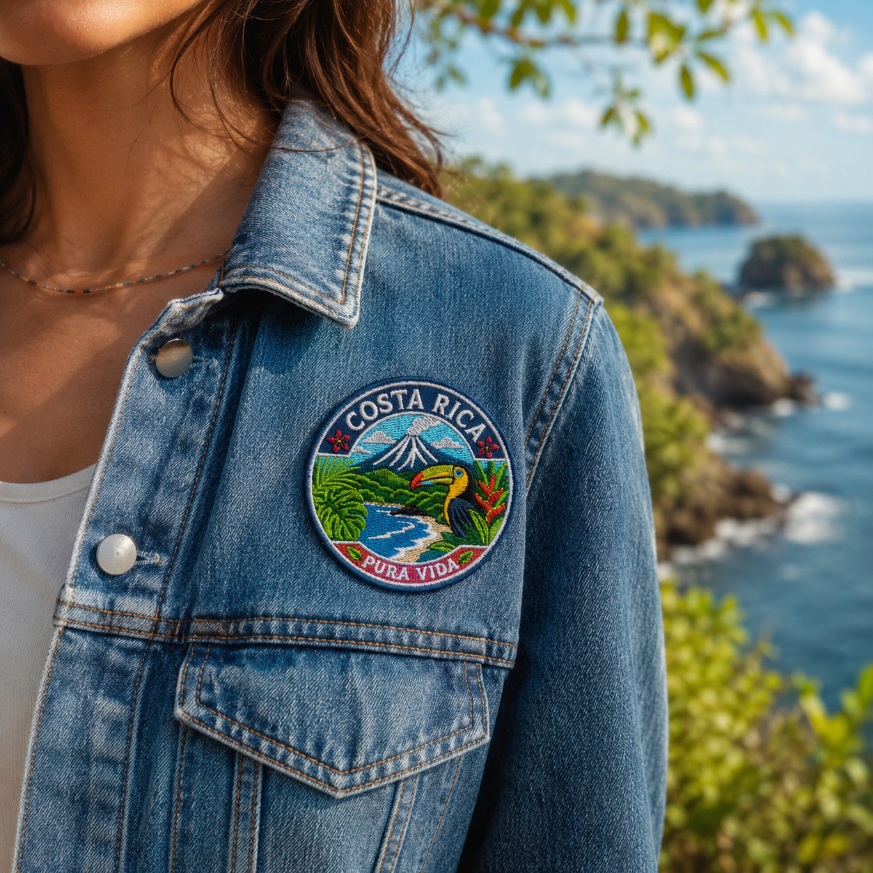 Costa Rica Pura Vida Embroidered Patch 3 Inch Iron On Travel Souvenir Toucan