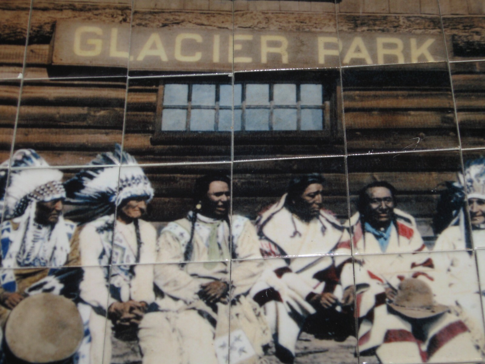 Glacier National Park- Mosaic Vintage Picture Tiles- Native American Indians