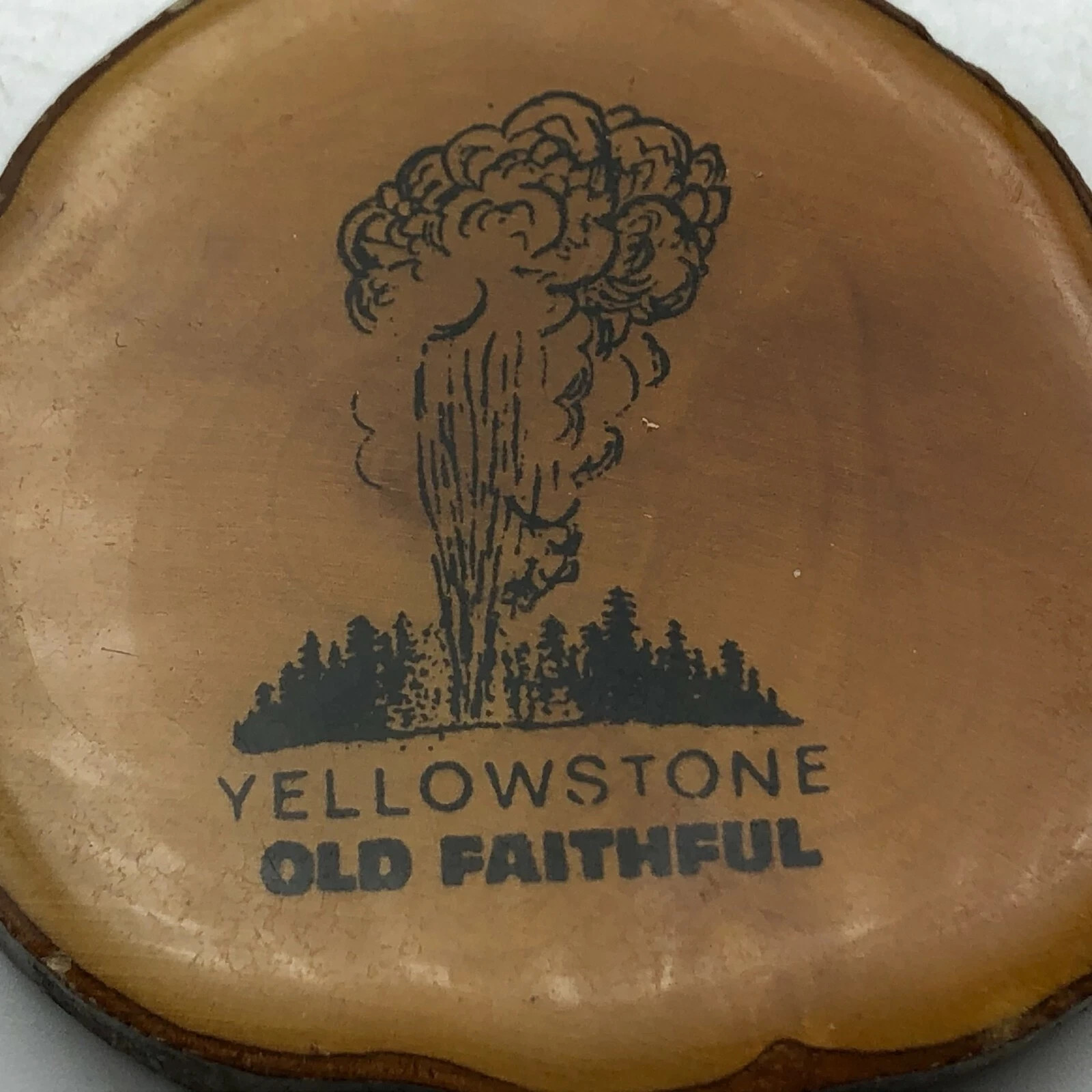 Yellowstone Fob Old Faithful Keychain Keyring Geyser Lacquered Branch Vintage