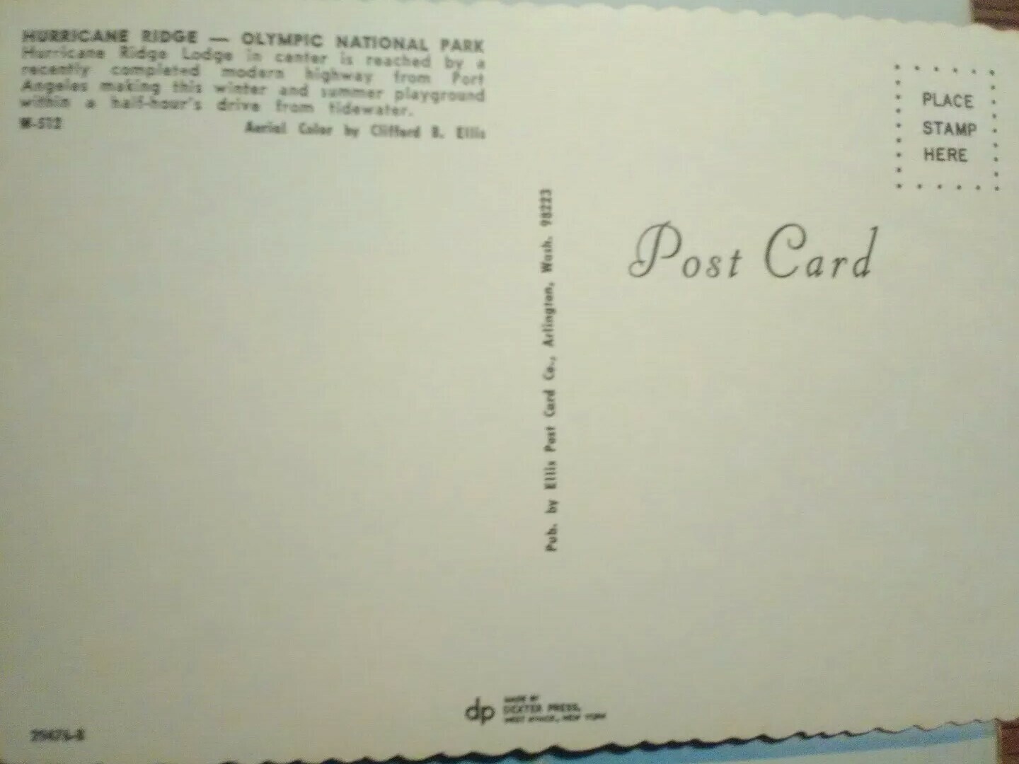 POST CARD HURRICANE RIDGE – OLYMPIC NATIONAL PARK WASHINGTON