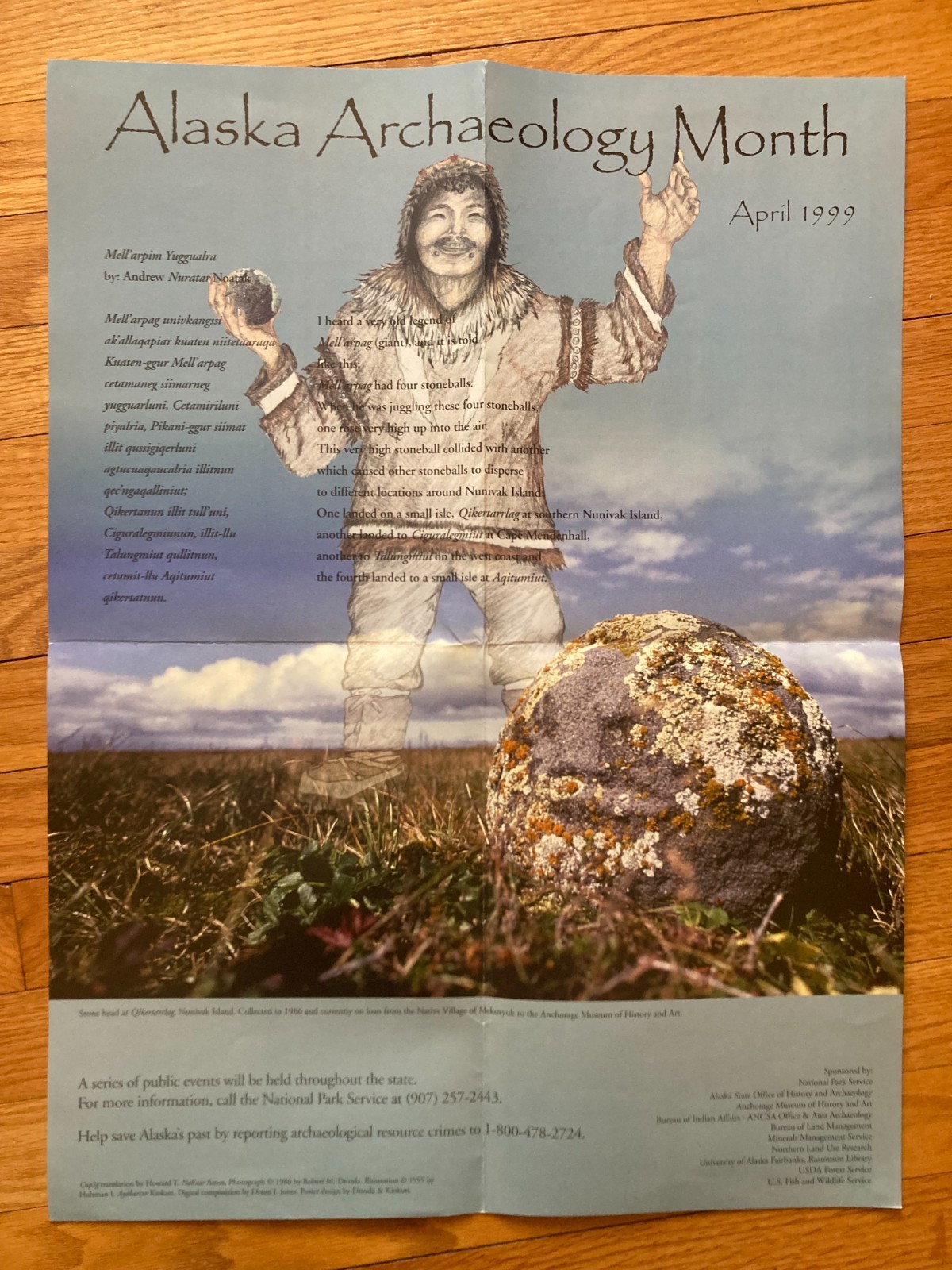 Alaska Indigenous Man ARCHAEOLOGY EDUCATION POSTER RELIGIOUS ARTIFACT STUDY ART