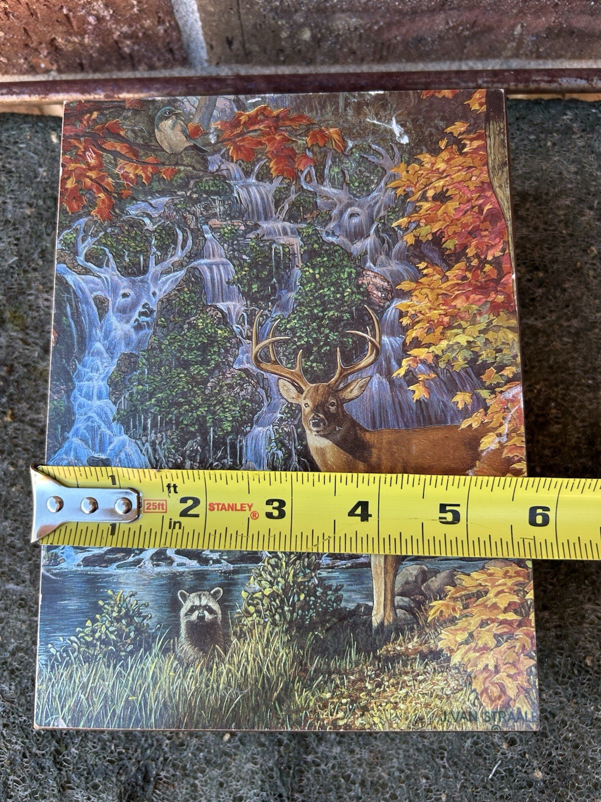 VTG Yellowstone Souvenir Wooden Box J Van Straalen Artwork Wildlife Park Rustic