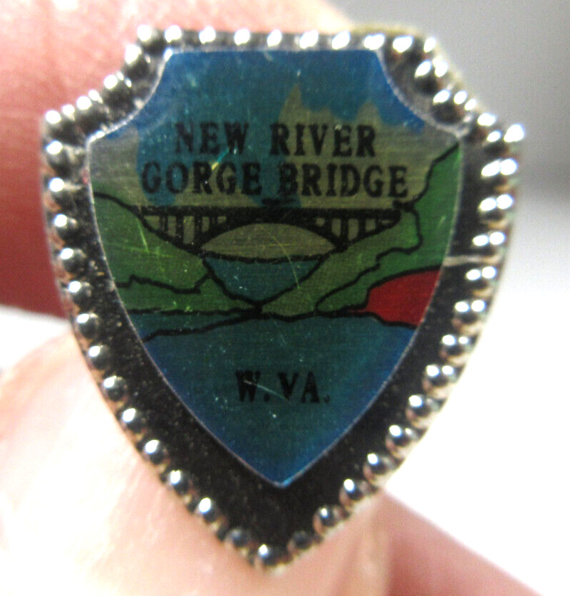 vintage New River Gorge Bridge West Virginia souvenir lapel pin
