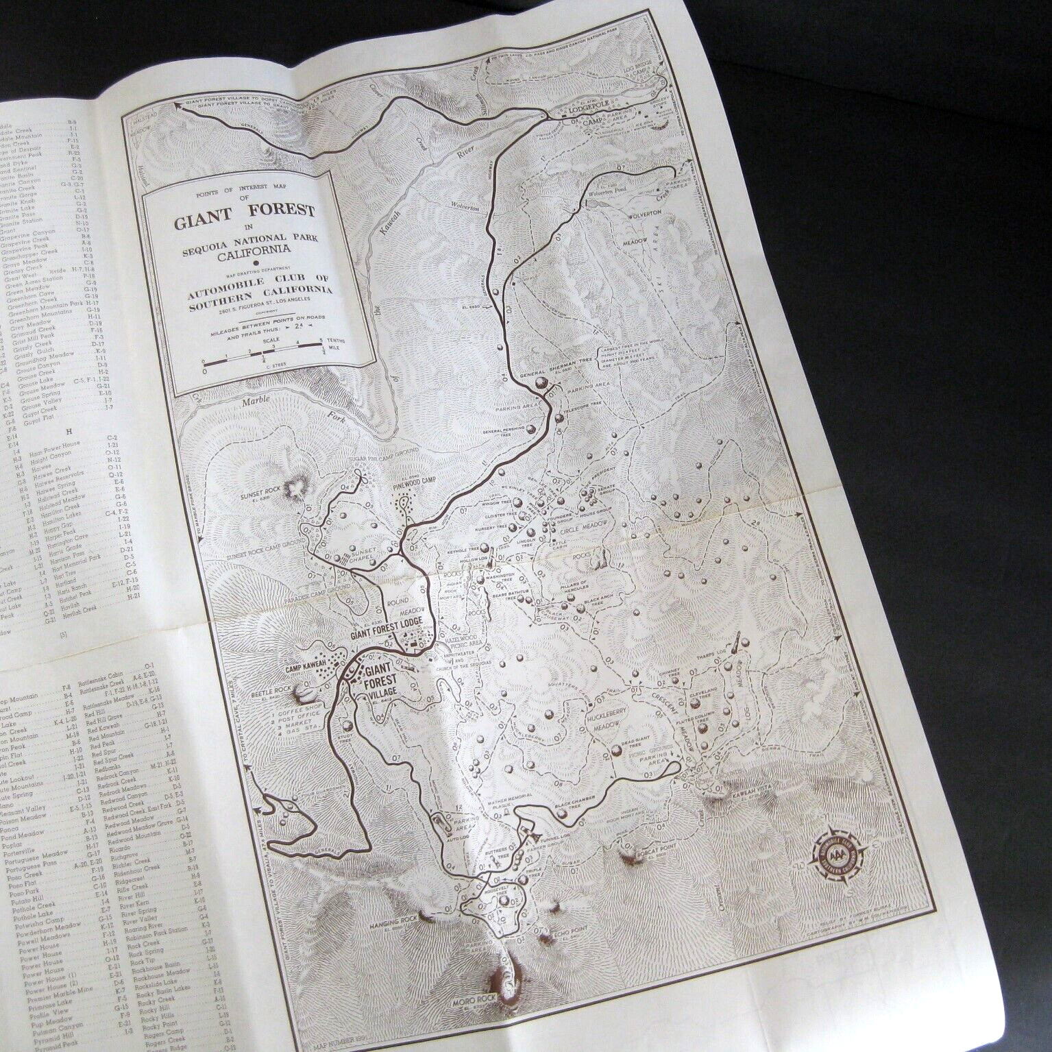 Inyo Sequoia Outing Map National Park Hiking California AAA Vintage 1970s