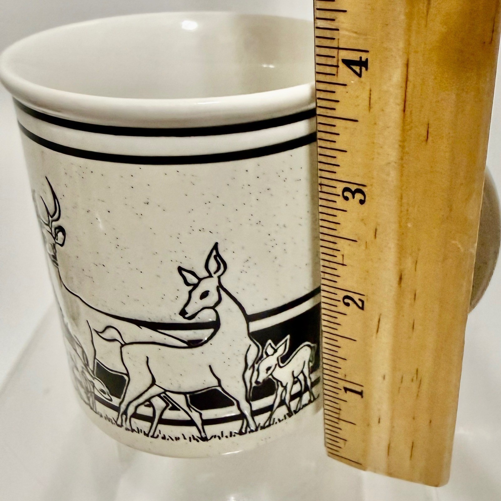 Vintage Yosemite National Park Speckled Coffee Mug Deer Buck Fawn Wildlife Black