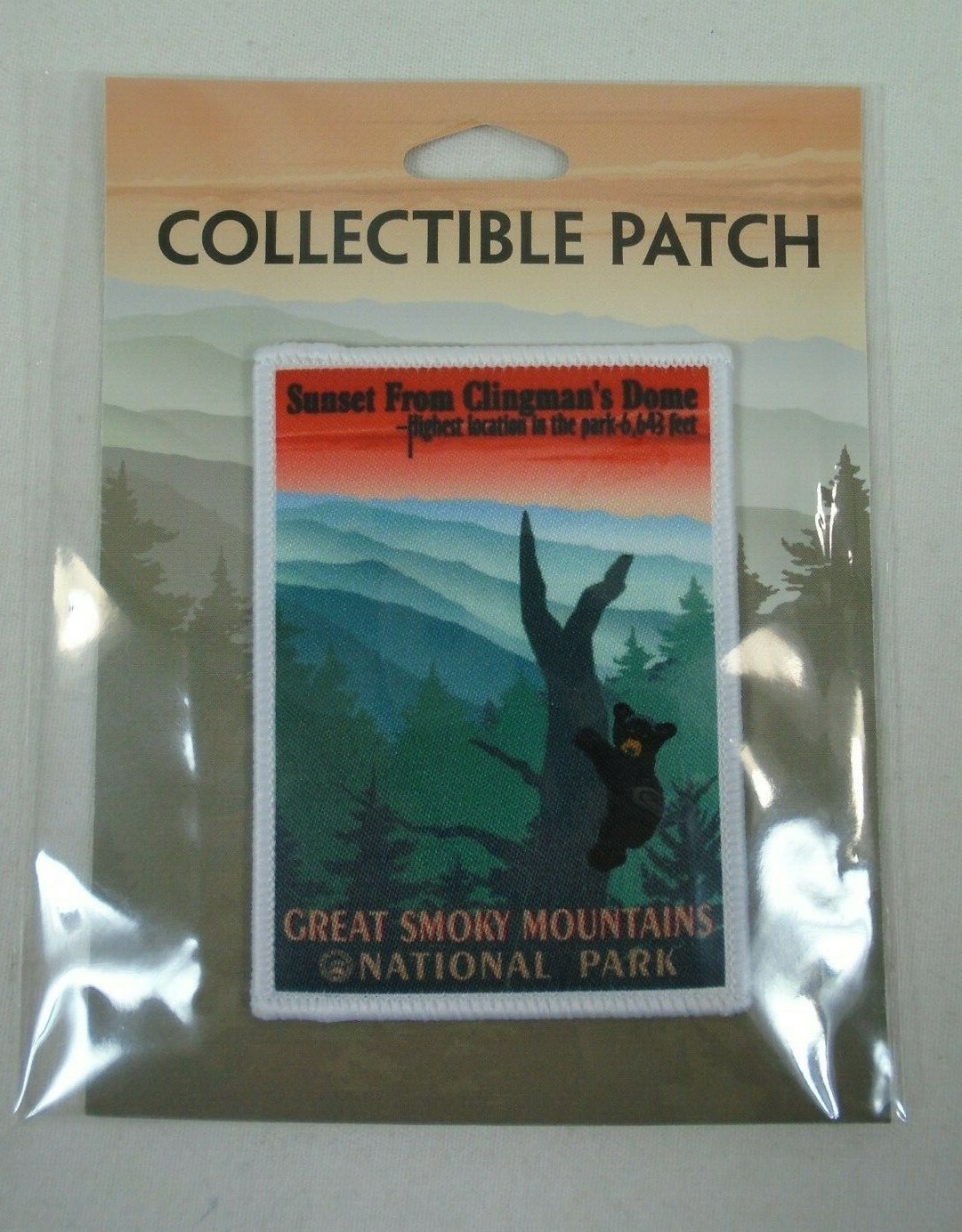 Great Smoky Mountains National Park Black Bear Postcard Patch Pin Sticker