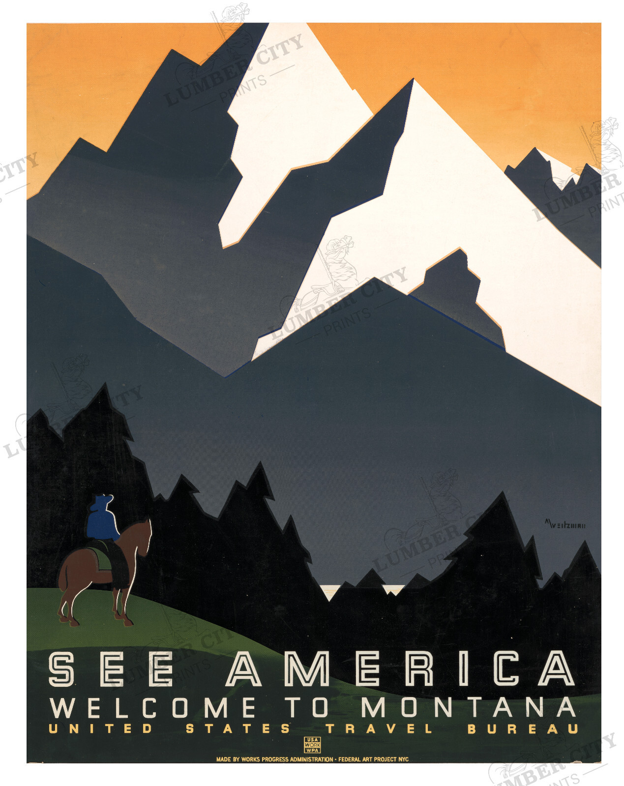 SET of FIVE US Travel Bureau Montana National Park Travel Posters 1936 – 8.5×11