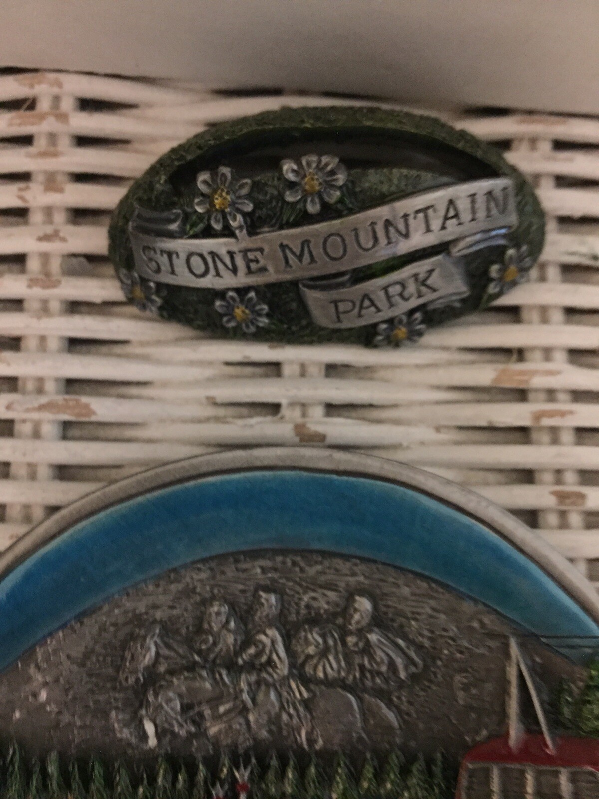 Stone mountain national park 3.75 inch pewter commemorative plate/stand-SCARCE