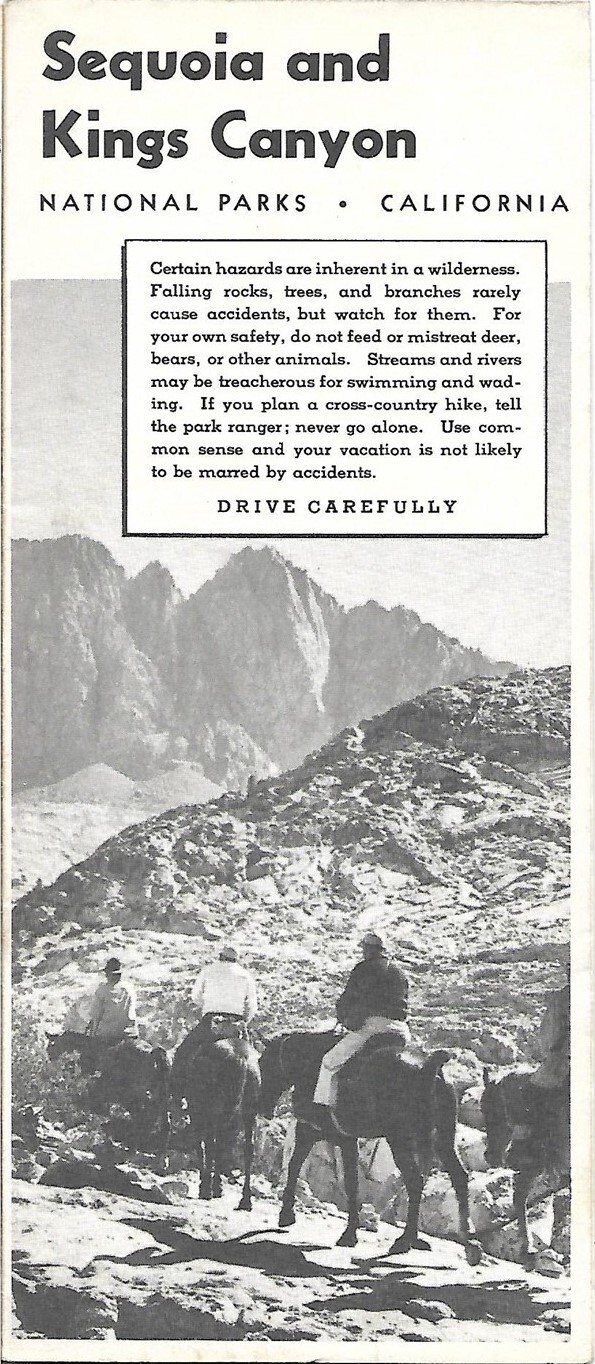 Official 1953 Road Map Booklet SEQUOIA & KINGS CANYON NATIONAL PARKS California