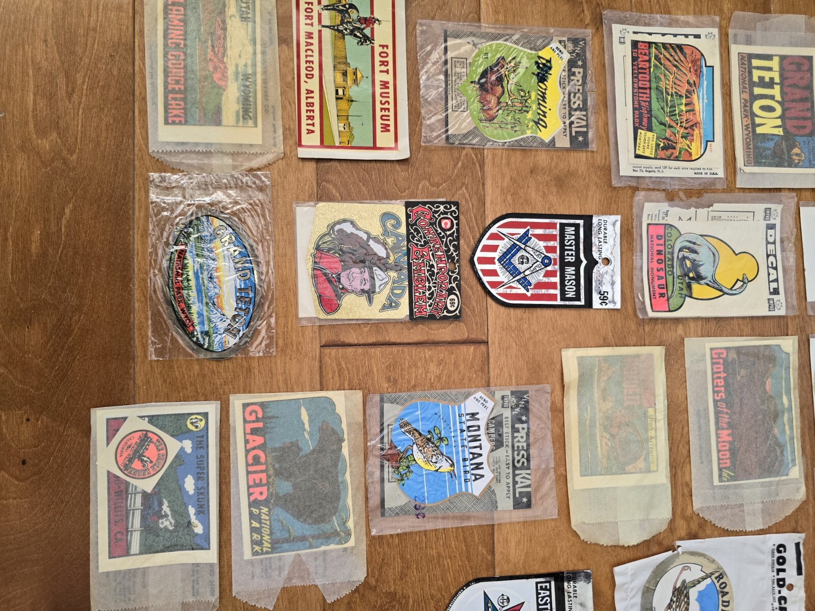 Vintage ( 24 ) National Park Travel Decals Wyoming, Montana, Yellowstone & More
