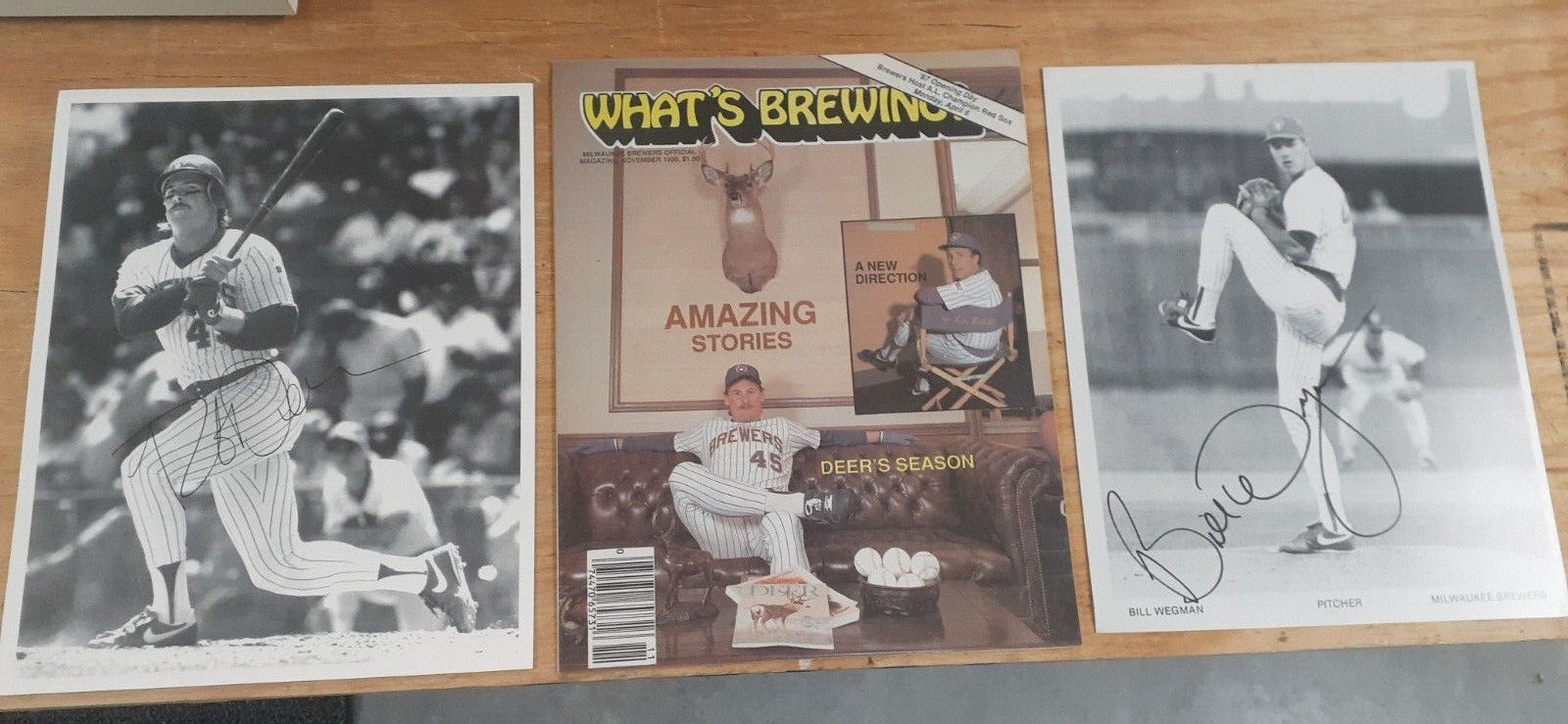 ROB DEER, BILL WEGMAN OF BREWERS AND KARL SWANTKE PACKERS PICTURES/BREWERS MAG