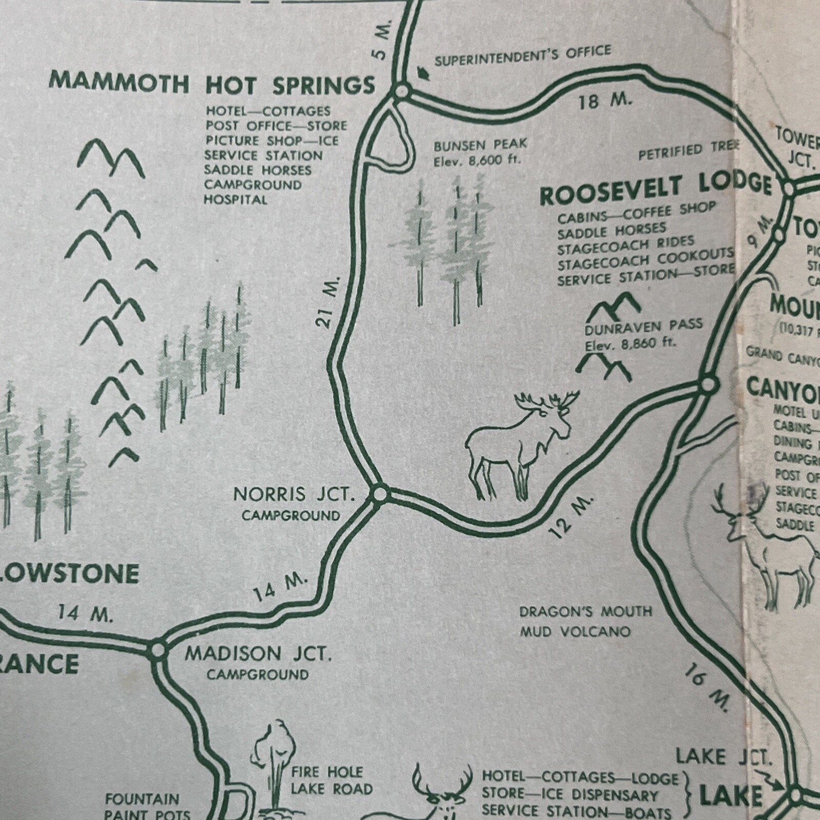 RARE Vintage 1961 Brochure YELLOWSTONE NATIONAL PARK W Fold Out Map & Rates Ect