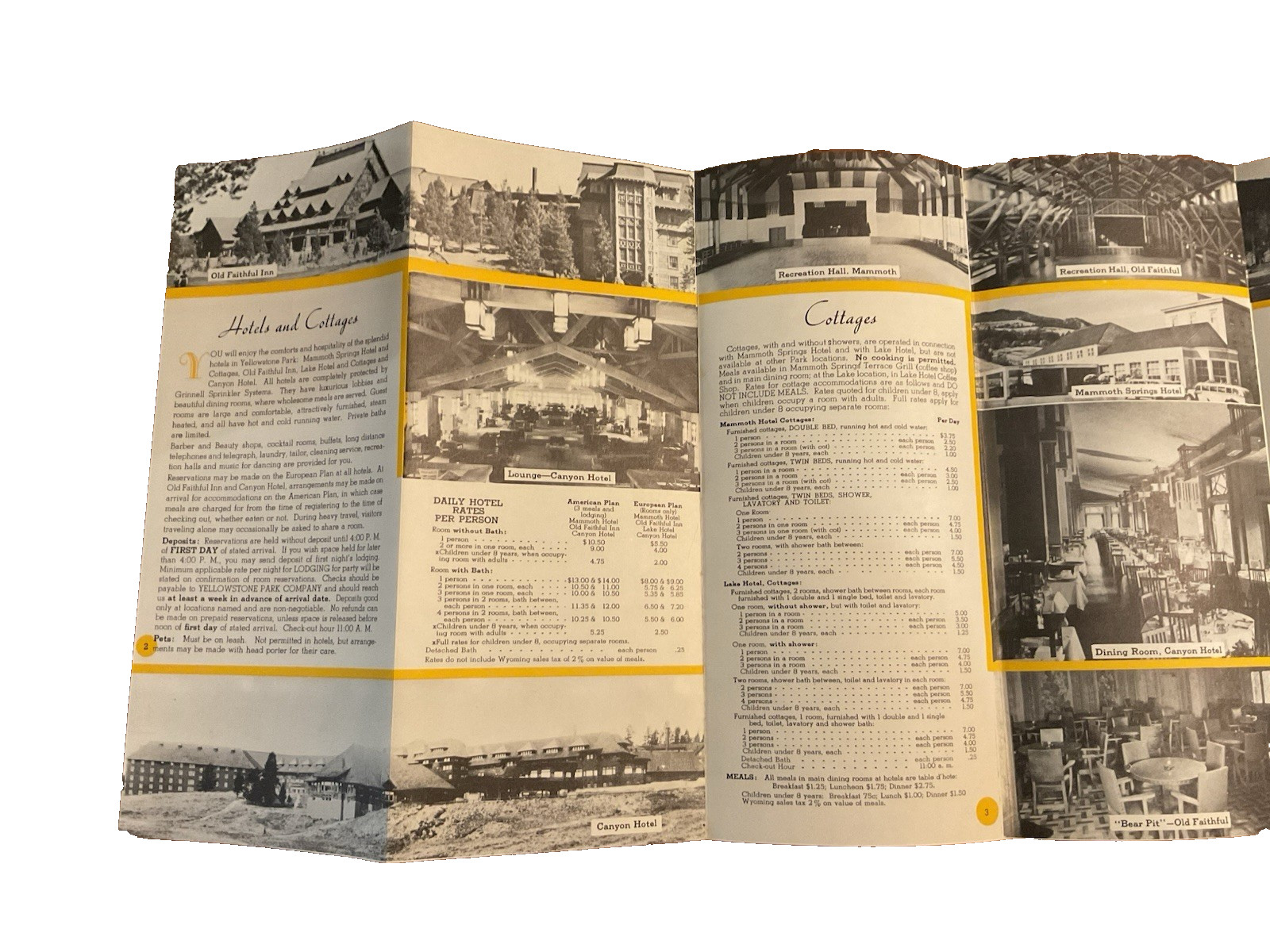 1955 Yellowstone National Park Hotels Cottages Lodges Motorists Folder B J2
