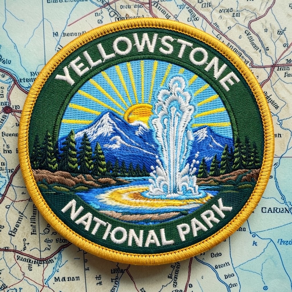 Yellowstone National Park Patch Embroidered Iron On Badge 3″