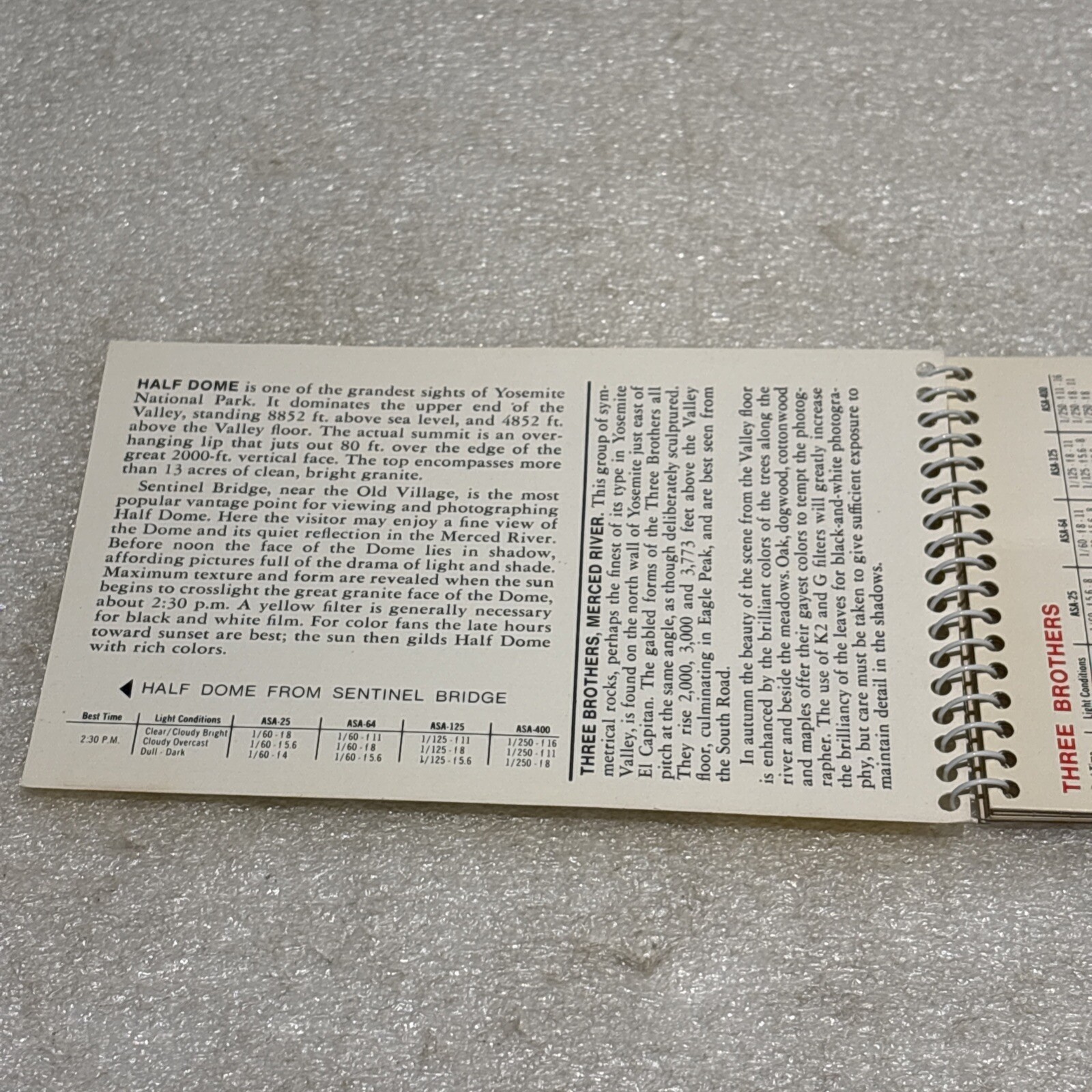 Vintage 1950’s Yosemite Spiral Picture Photo Guide Souvenir Photography Settings