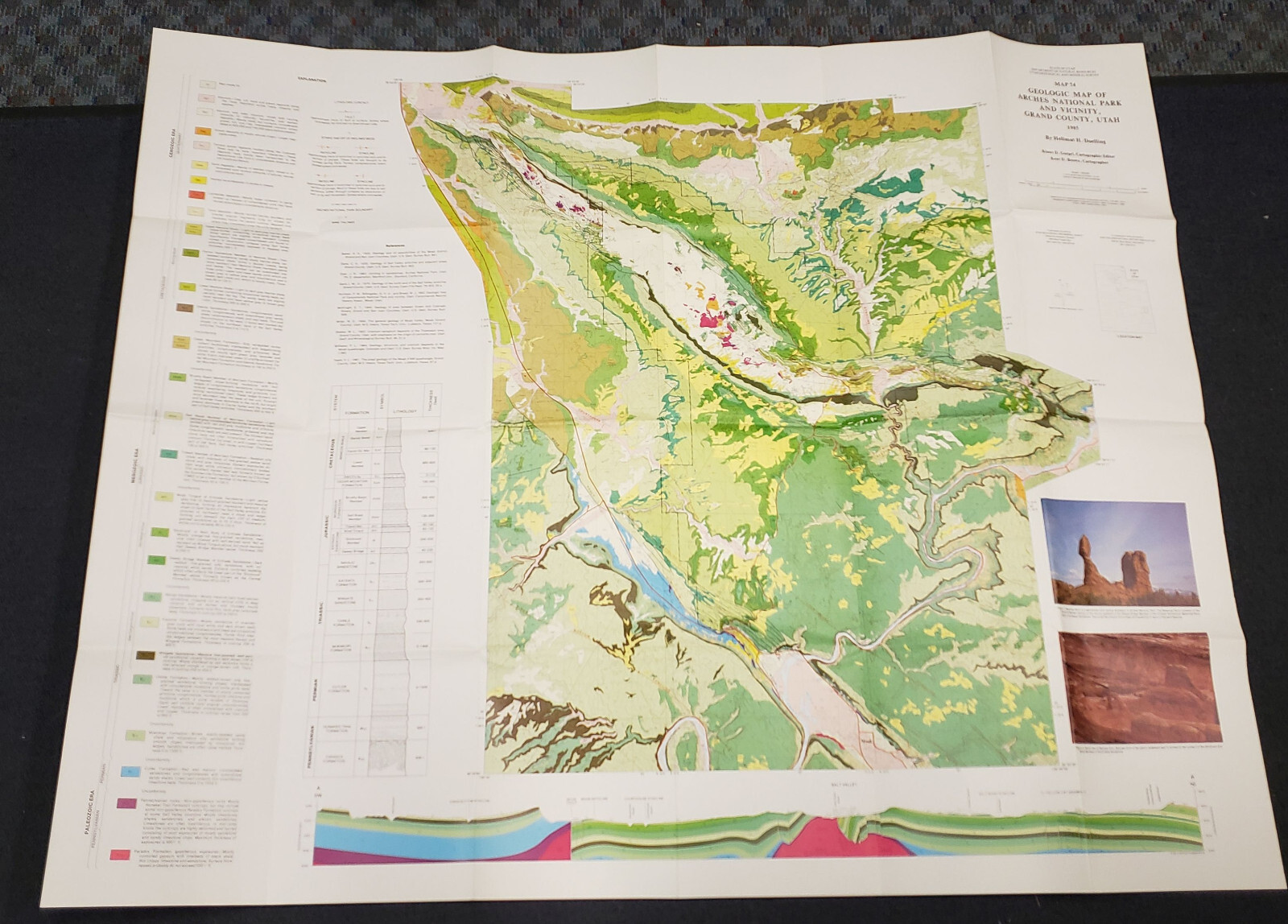 Utah Geology Map; Arches National Park 42 x34″ MINT + Book P 42 x34″