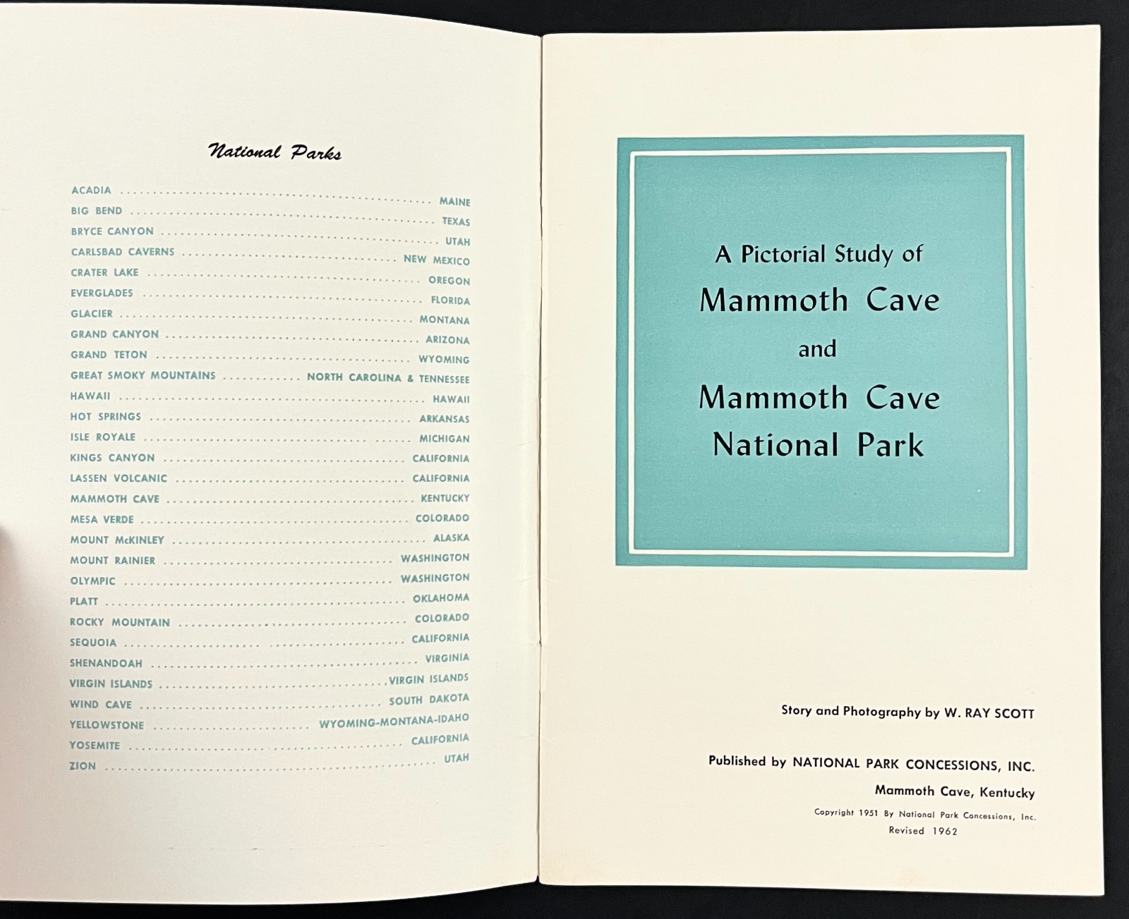 1962 Mammoth Cave National Park Kentucky Pictorial Study Vintage Travel Booklet