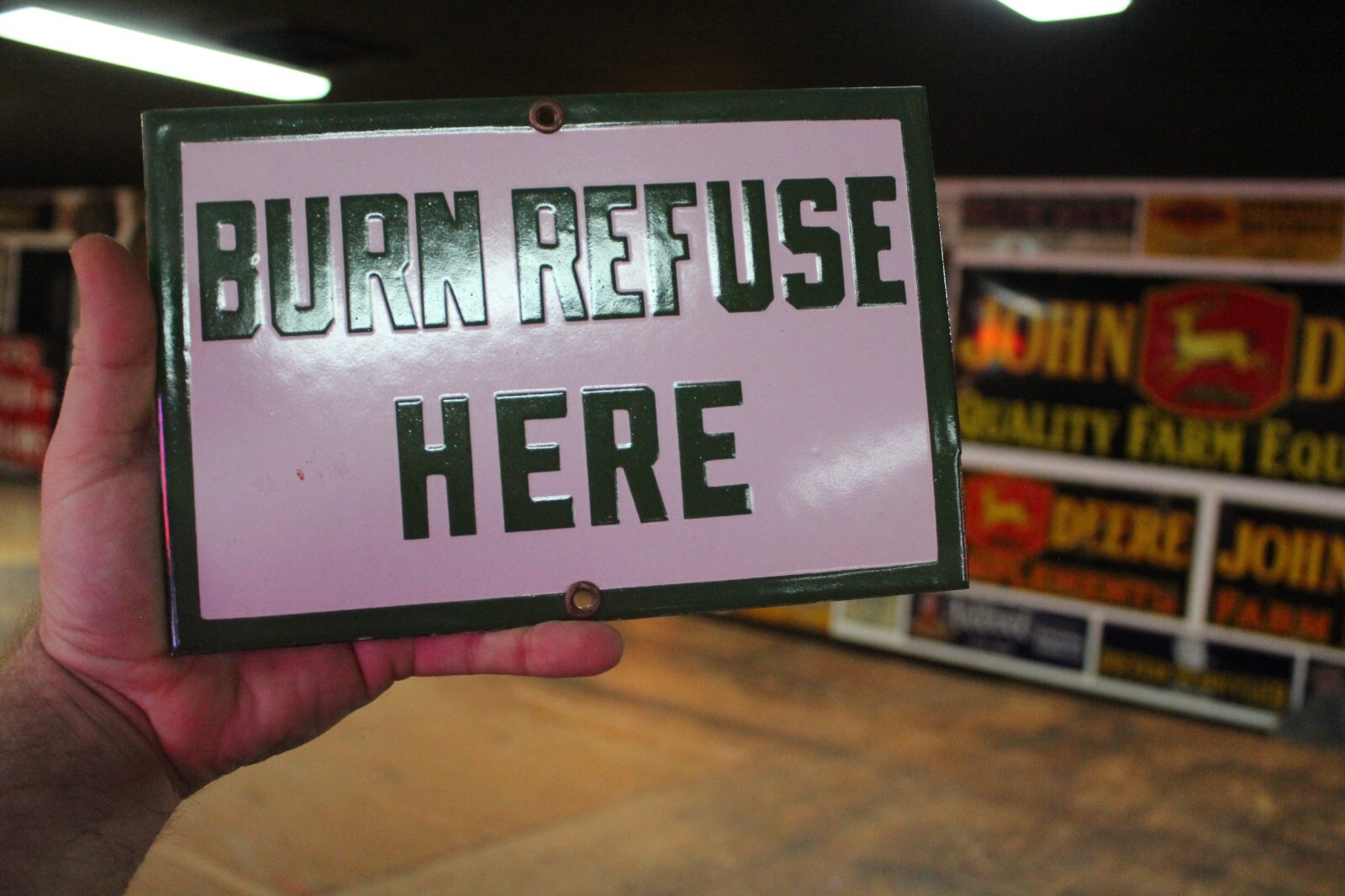 US FOREST BURN REFUSE HERE PORCELAIN METAL SIGN CAMPING NATIONAL PARK SMOKEY GAS