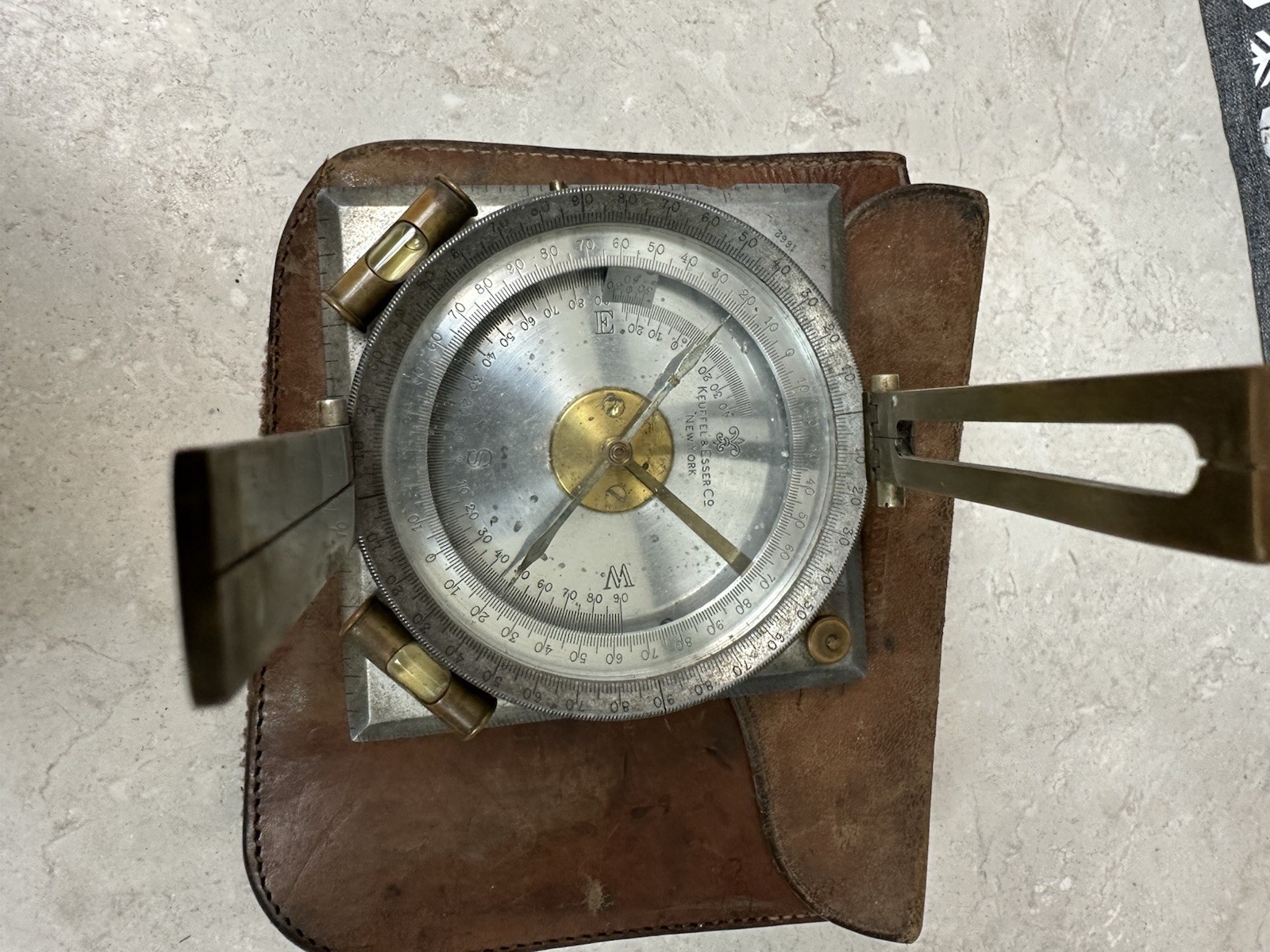 Vintage Well Marked USFS Forest Service Large Compass In Leupold Leather Case