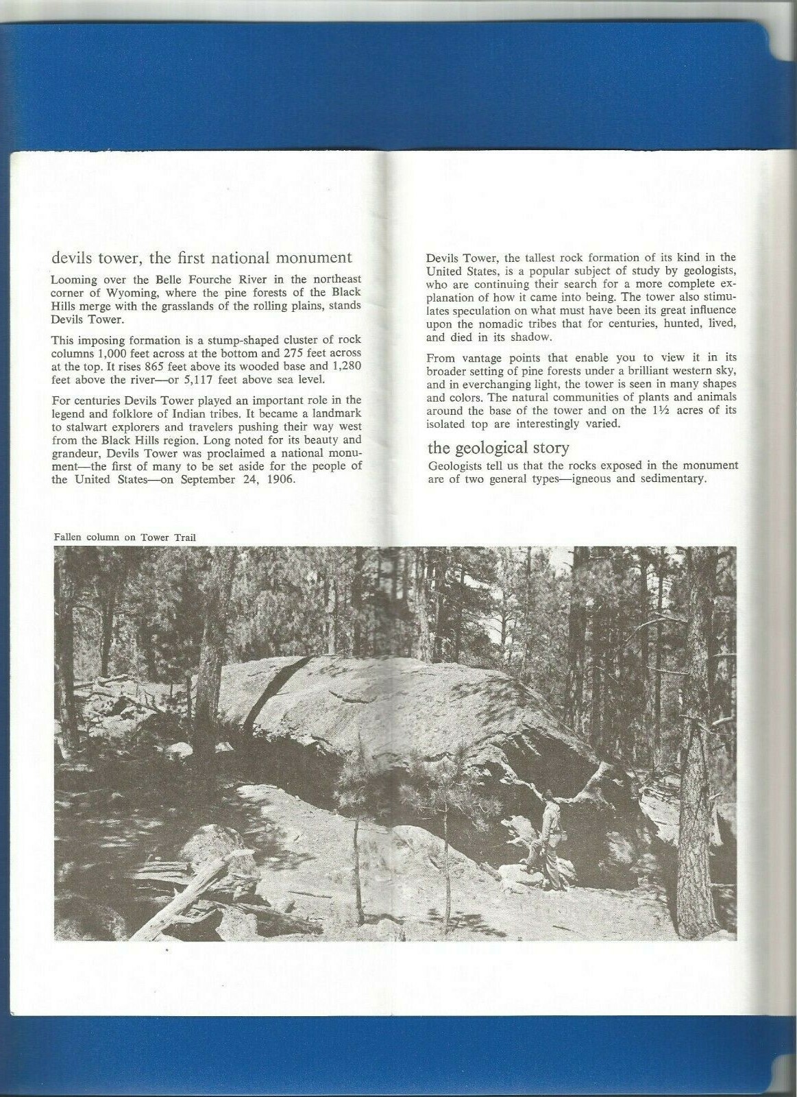 NATIONAL PARK SERVICE DEVILS TOWER WY BROCHURE/FLYER WITH PRAIRIE DOG 1975